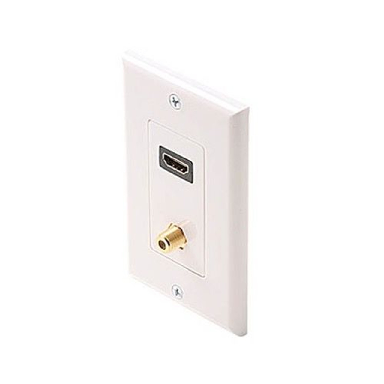 Eagle HDMI Wall Plate F Jack White Feed Thru Connector Gold Plate Decorator Style HDMI Coaxial White Plate HDMI Female to HDMI Female, High Definition Multi-Media Interface