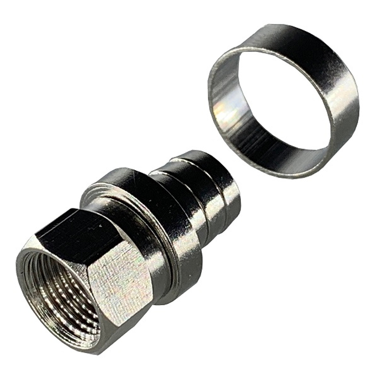 Eagle RG11 Coaxial Cable Hex Crimp Connector Two Piece Male Silver Plate F-Connector 1 Pack Crimp-On Bulk Coaxial Plugs