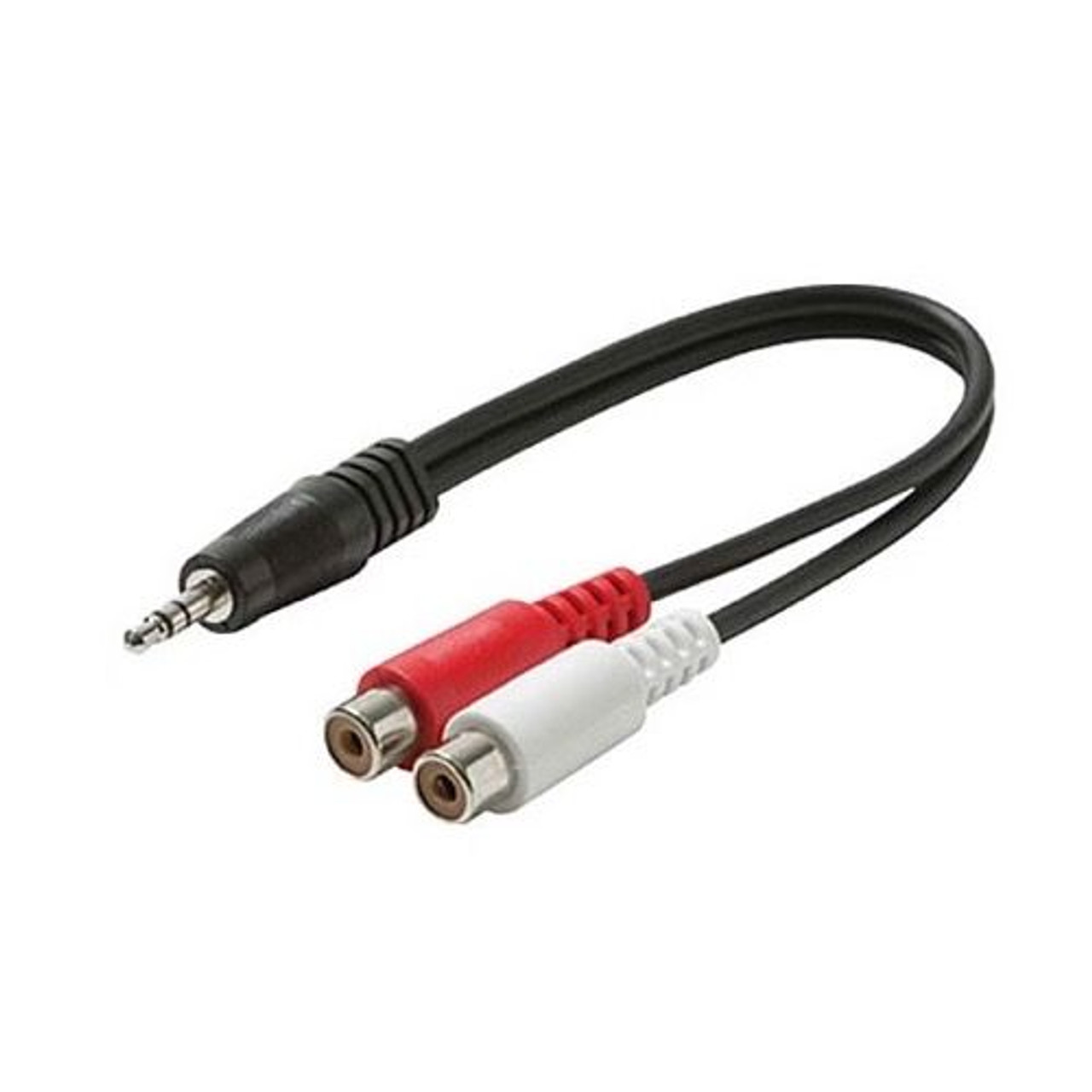 Steren 255-038 6" Inch 3.5mm Male To 2 Dual RCA Female Stereo Cable Y Male to RCA Cable Adapter Shielded 3.5 mm to RCA Audio Splitter Cable Signal Separating Shielded Push-In Component Jack Plug Connector