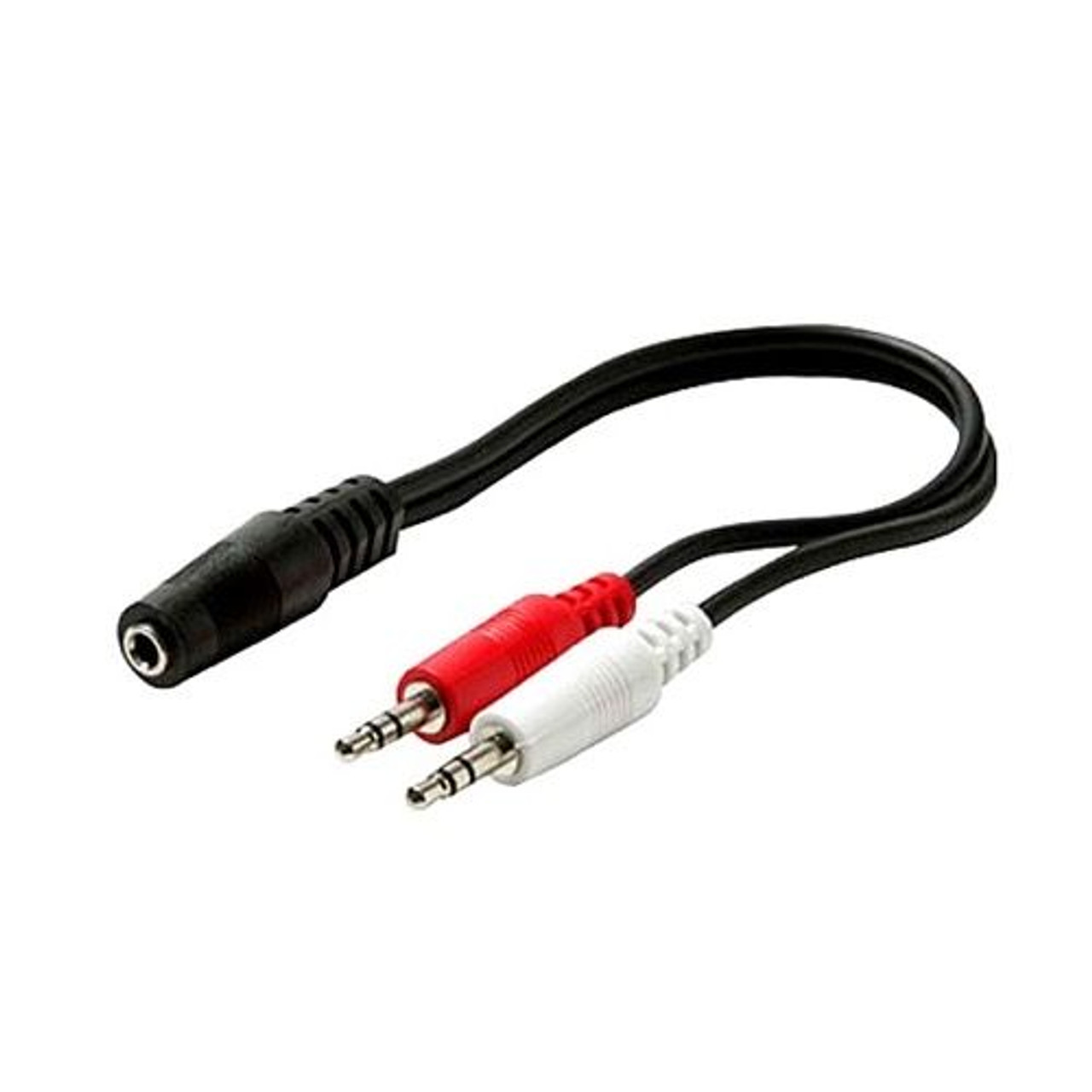 Steren 255-039 6" Inch 3.5mm Y Female Stereo Cable Jack to 2 3.5mm Male Adapter Plugs Shielded 3.5 mm Stereo Audio Splitter Cable Signal Separating Shielded Push-In Component Jack Plug Connector, Part # 255039