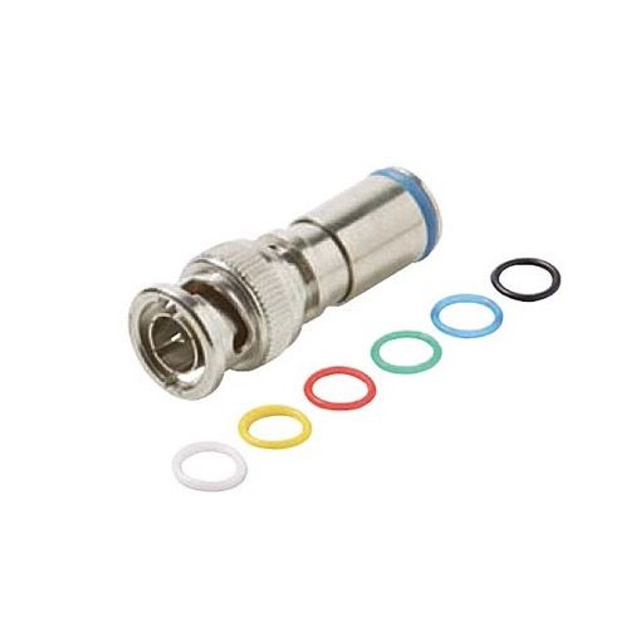 Steren 200-162 BNC Male Compression Connector RG59 Coaxial Cable Permaseal II Audio Video Six Color Bands Nickel Plate High Performance 1 Pack Lot Coaxial Cable RG-59 Line Plug BNC Adapter