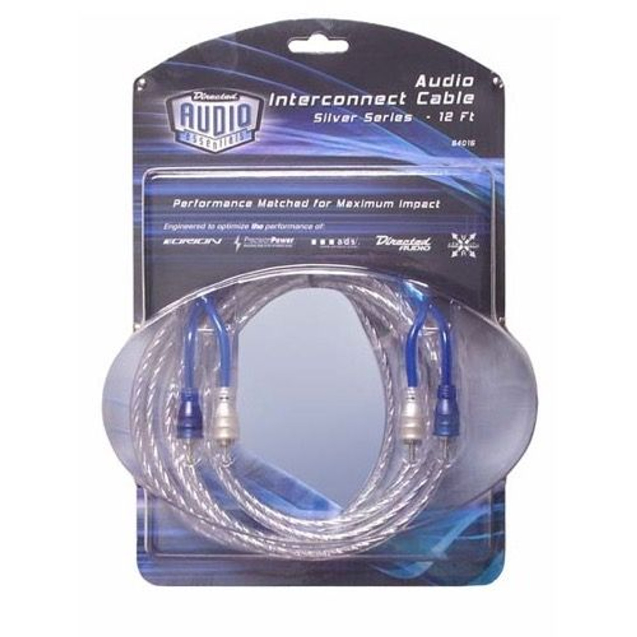 DIRECTV 12' FT Dual RCA Stereo Audio Cable Male Plugs Each End Silver Series Interconnect Audio Cable with Molded Plug Connectors Directed Audio 64015 Performance Matched OFC with Foil Shield, Part # 64015