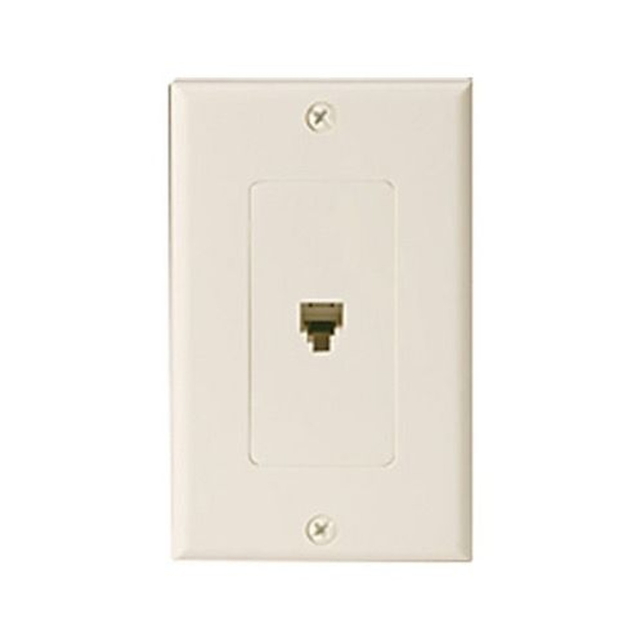Steren 300-003IV 4-Conductor Wall Plate Jack Ivory Decorator Single Phone Wall Plate 6P4C Jack Modular RJ11 Duplex Telephone Flush Mount Line Cord Audio Data Signal 1 Outlet, Part # 300003-IV