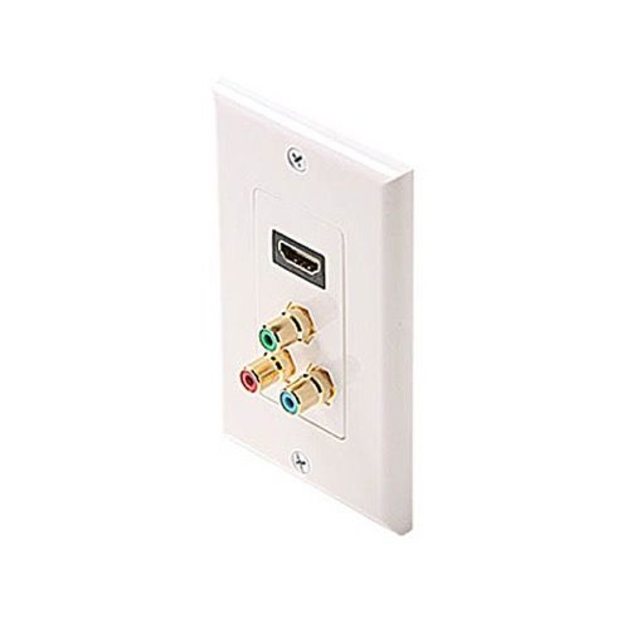 Steren 516-117WH HDMI and Component 3 RCA Wall Plate White Video Faceplate HDMI / Component Feed Thru A/V Decorator Wall Plate HDMI Component Combo Wall Plate, Part # 516117-WH