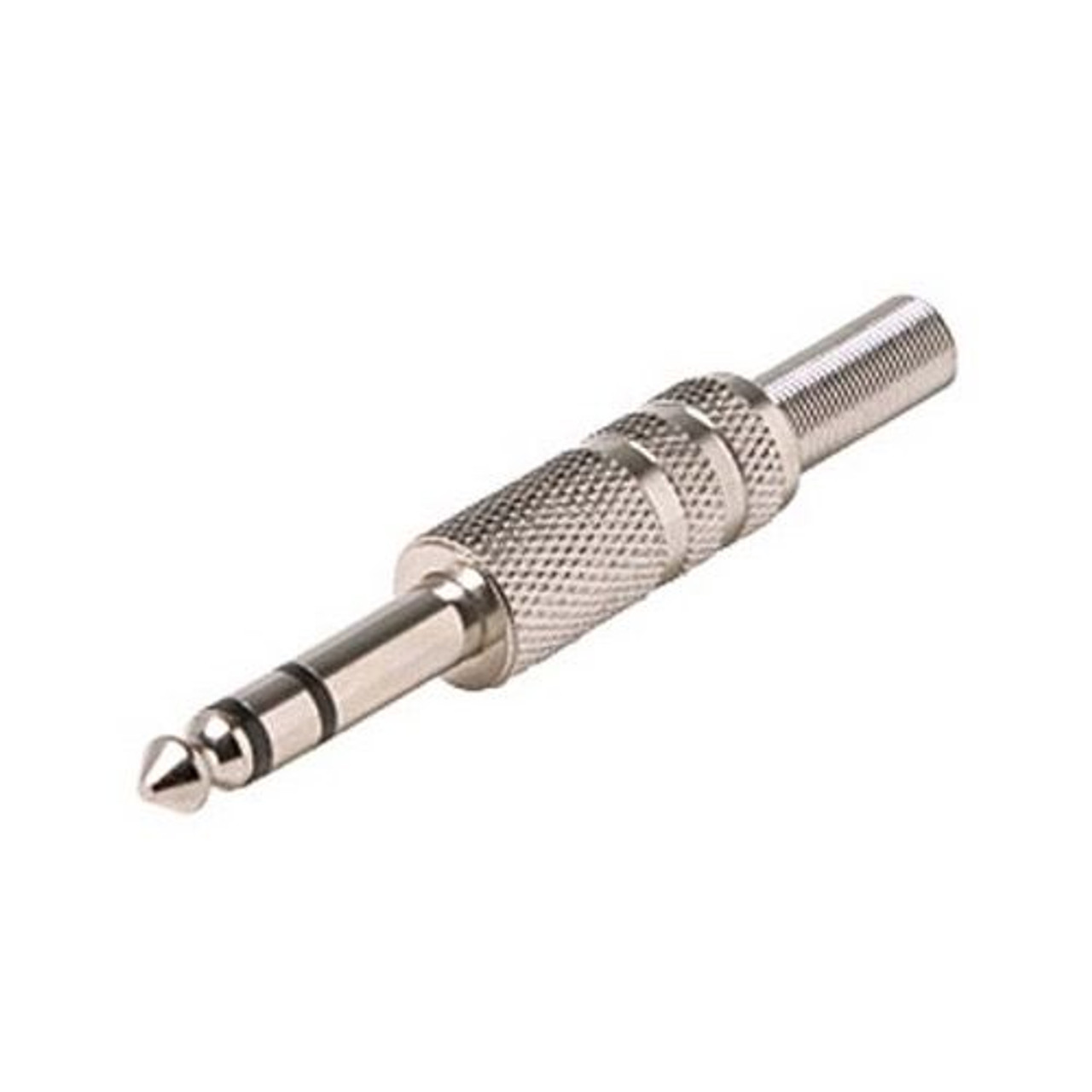 Steren 250-115 1/4" Stereo Plug Male Audio Connector Nickel Plate with Spring Relief Sleeve Shielded Solder Terminal 1/4 Male Stereo Audio Video Jack Plug Connector Adapter A/V Connector, Part # 250115