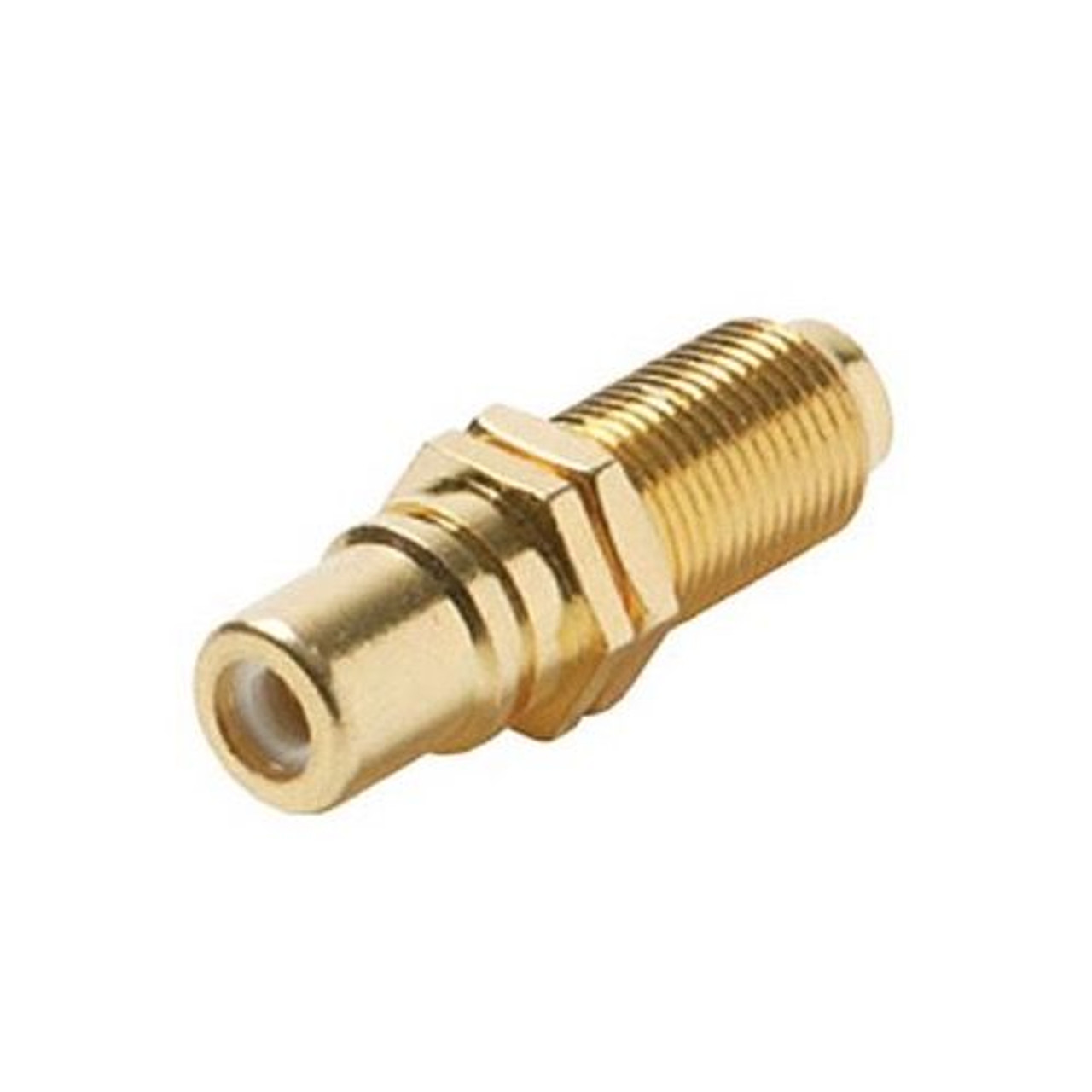 Steren 251-508 Single F to RCA Female Coupler WHITE BAND Gold Plate Adapter Connector Insert Wall Plate Coaxial to RCA Female Plug Jack 1 Component Connector, Part # 251-508
