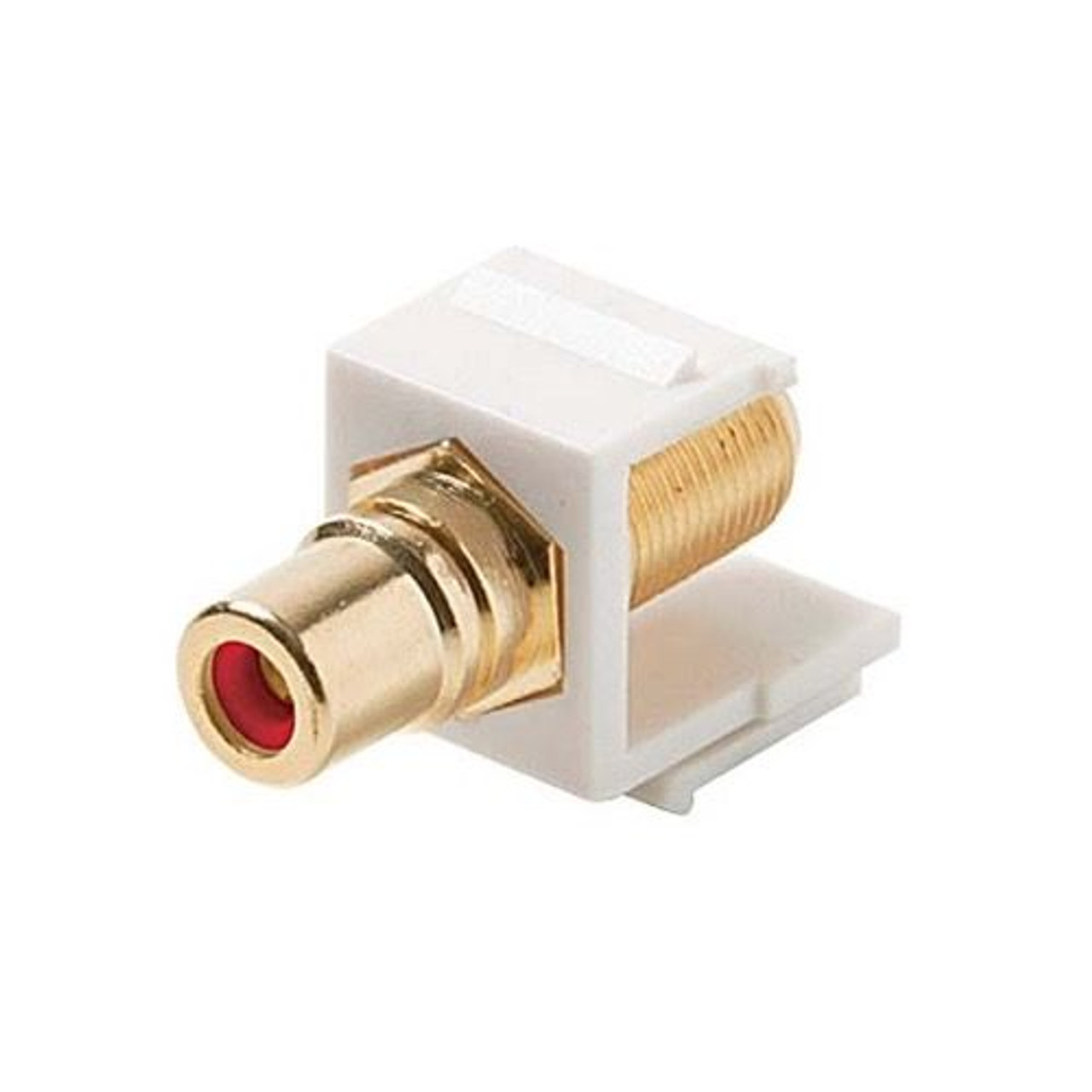 Steren 310-466WH Keystone Insert White RCA Jack to F Jack RED BAND Gold Plate Connector Barrel RCA to F81 75 Ohm Snap-In Plug QuickPort Coax Cable TV Video Signal Plug Wall Plate Component, Part # 310466-WH
