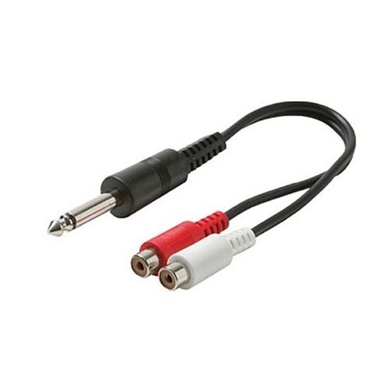 Eagle 6" Inch 1/4" Mono Male 2 RCA Female Adapter Cable 6.3mm Jacks Phono Mono to Dual RCA Female Adapter Plug Shielded Audio Splitter Cable Signal Separating Push-In Component Jack Connector