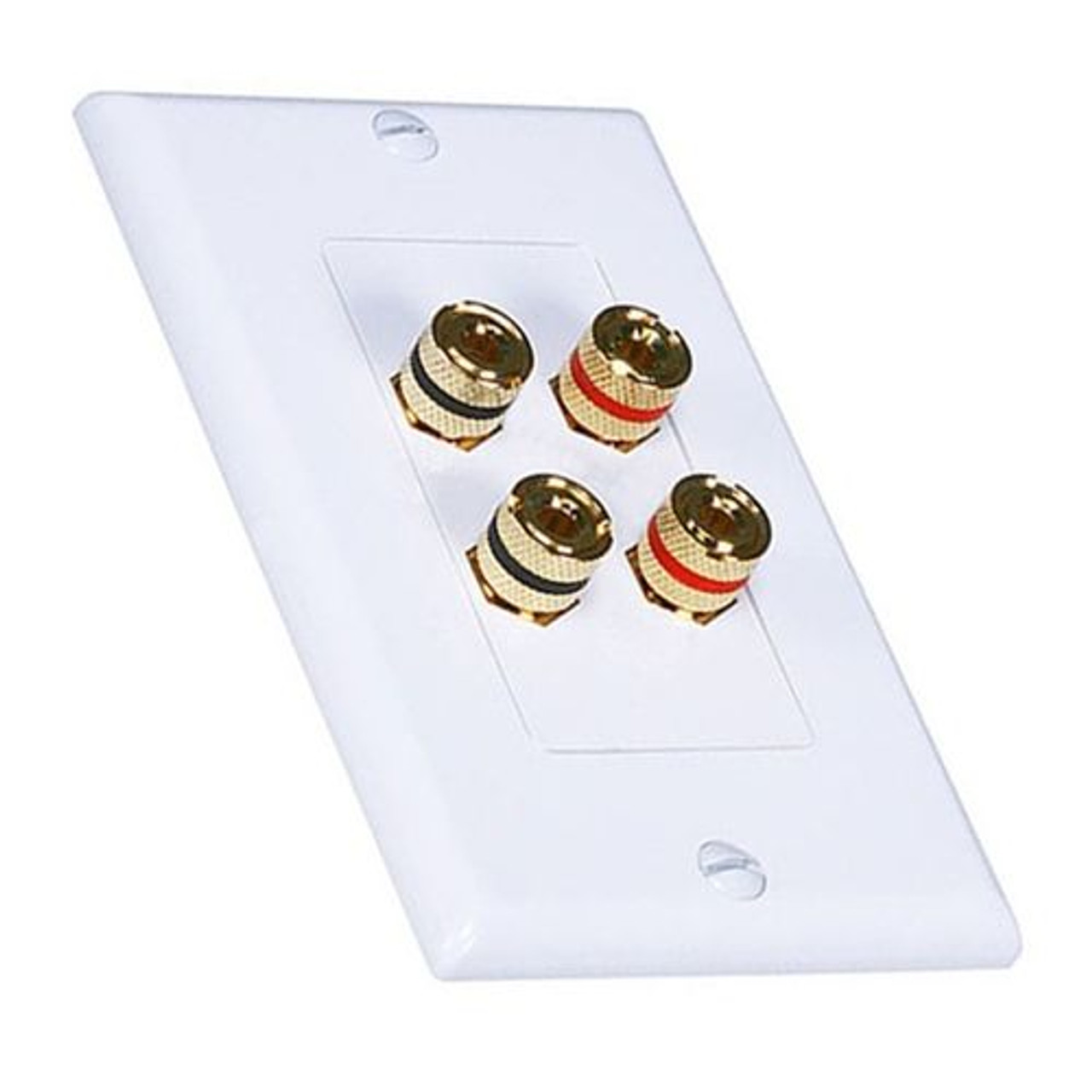 Symphonic AT-BP4W Speaker Wall Plate White Dual 2 Pair Banana Binding Gold Wall Plate Insert Decorative BP-4W Port Gold White Wall Plate Audio Cable Digital Signal Interface