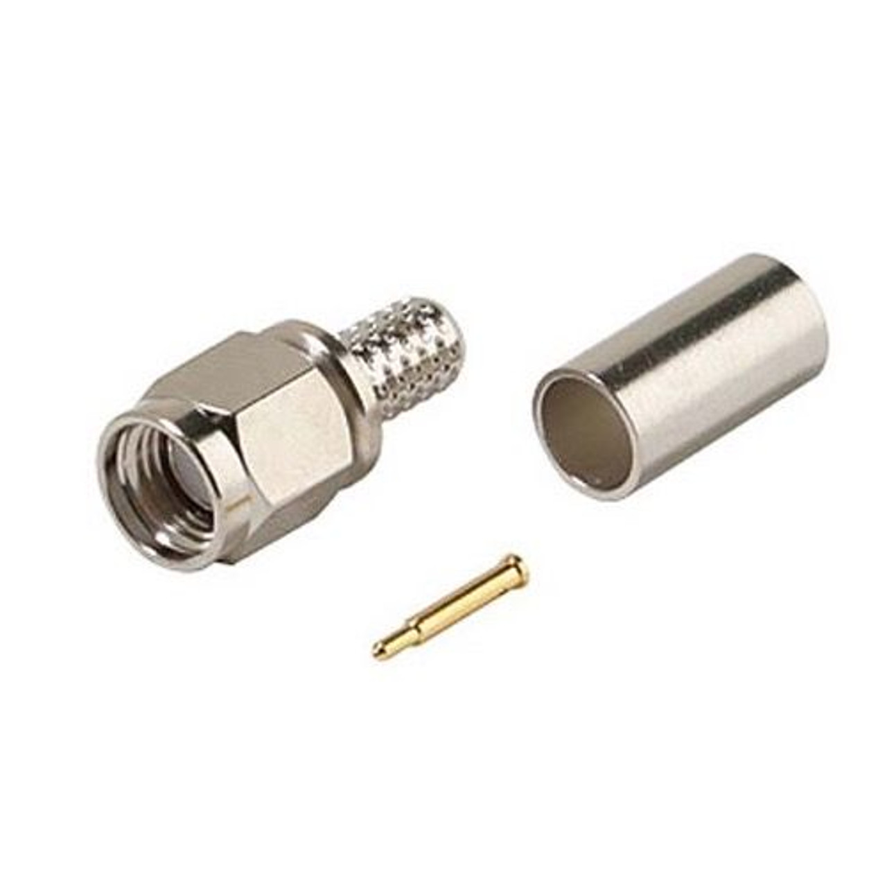 Steren 200-844 SMA Male Crimp 3 Piece RG58 Connector Commercial Grade Plug Adapter with Gold Plated Contacts and Teflon Insulator RG-58 Crimp-On Connector SMA Series Component Plug, Part # 200844
