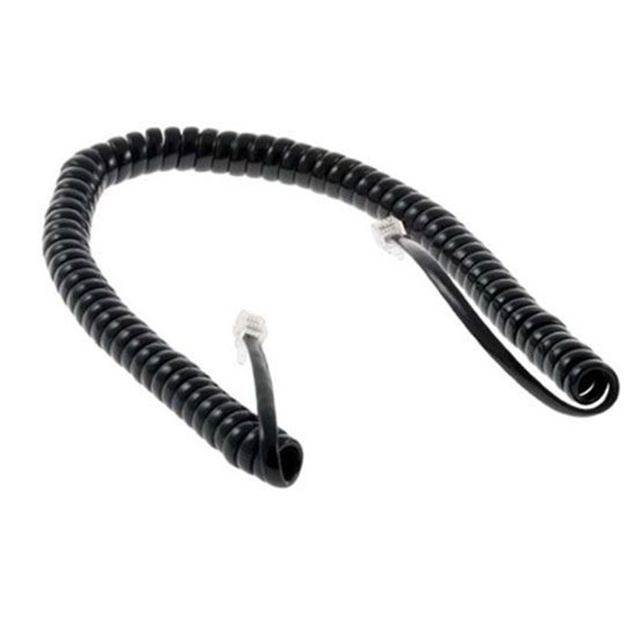 Steren 302-007BK 7' FT Black Handset Cord Telephone Coiled Four Position 4-Pin UL Modular Plugs Each End RJ-22 4P4C Phone Line Telephone Hand-Set RJ22 Snap-In Replacement
