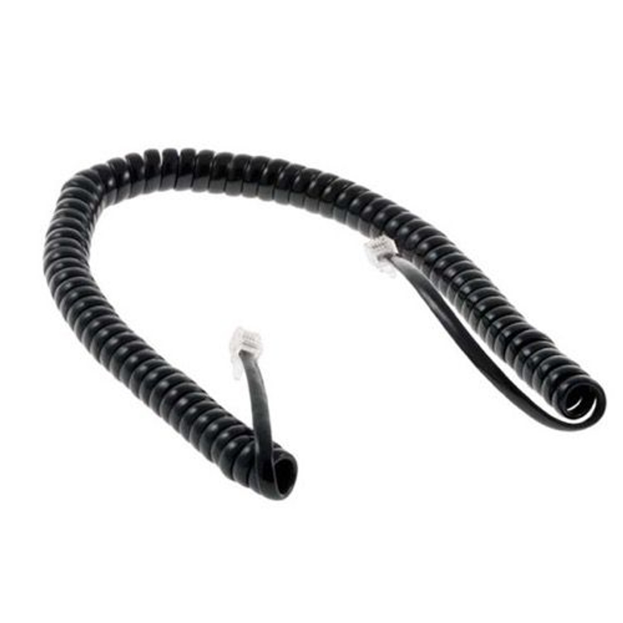 Steren 302-012BK Telephone Handset Coiled Cord 12' FT Black Modular 4 Conductor Pro Series UL RJ22 Plugs Each End RJ-22 4P4C Phone Line Telephone Hand-Set Snap-In Replacement