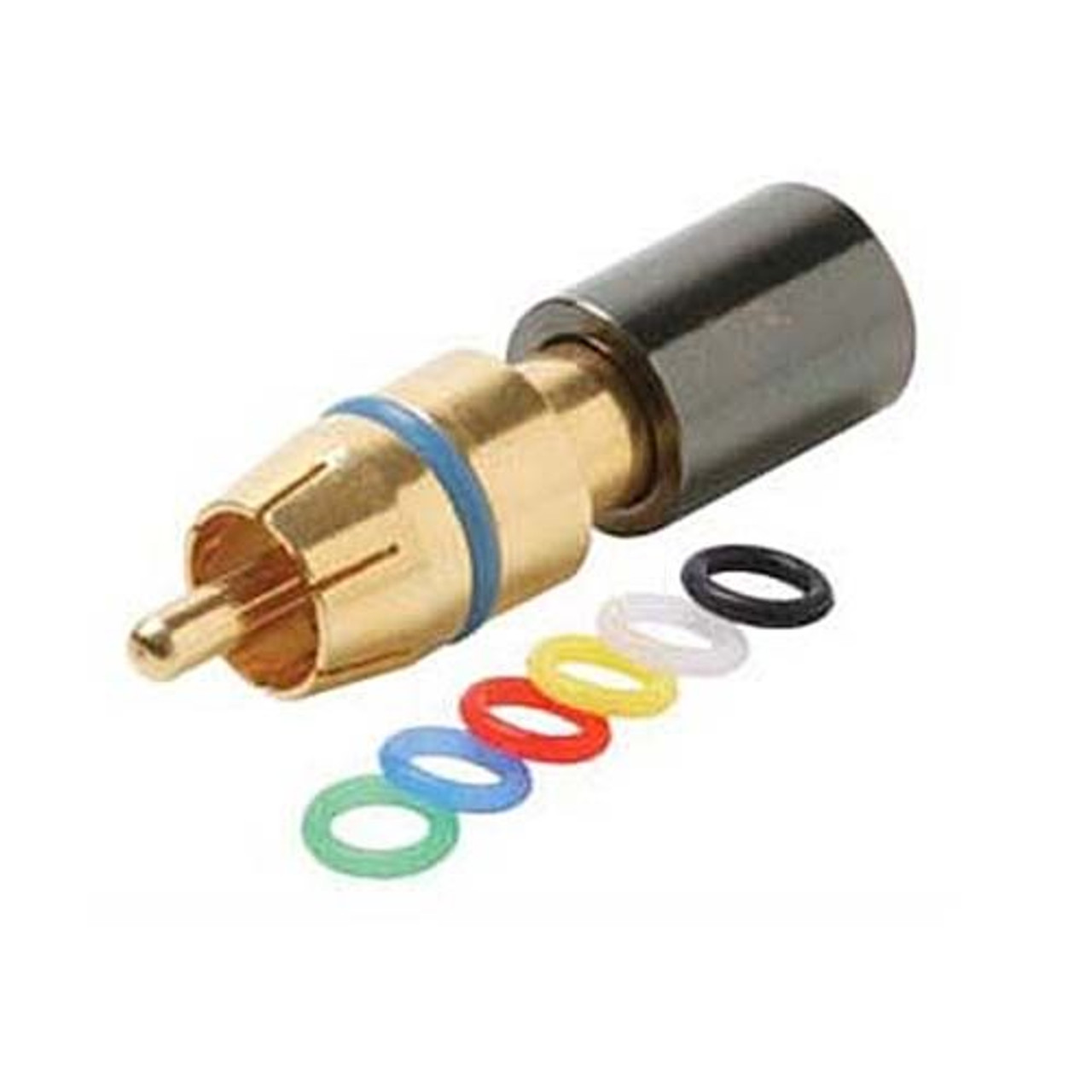 Steren 200-083-10 RG-59 RCA Compression Connector with 6 Color Coded Bands 10 Pack Gold Plated Permaseal II RG59 Female to RCA Male Plug Adapter, RF Digital Commercial AV Component, Part # 200083-10