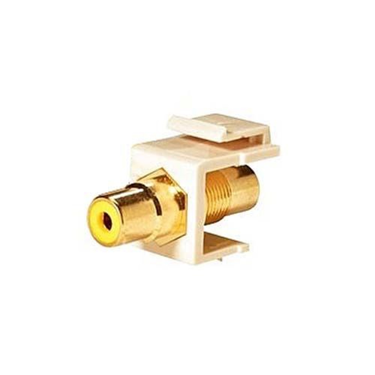 Steren 310-464IV-10 RCA Jack to Jack Keystone Ivory with Yellow Band Connector Insert QuickPort Audio Video Snap-In, Wall Plate Snap-In Data Junction Component Connection, Part # 310464-IV-10