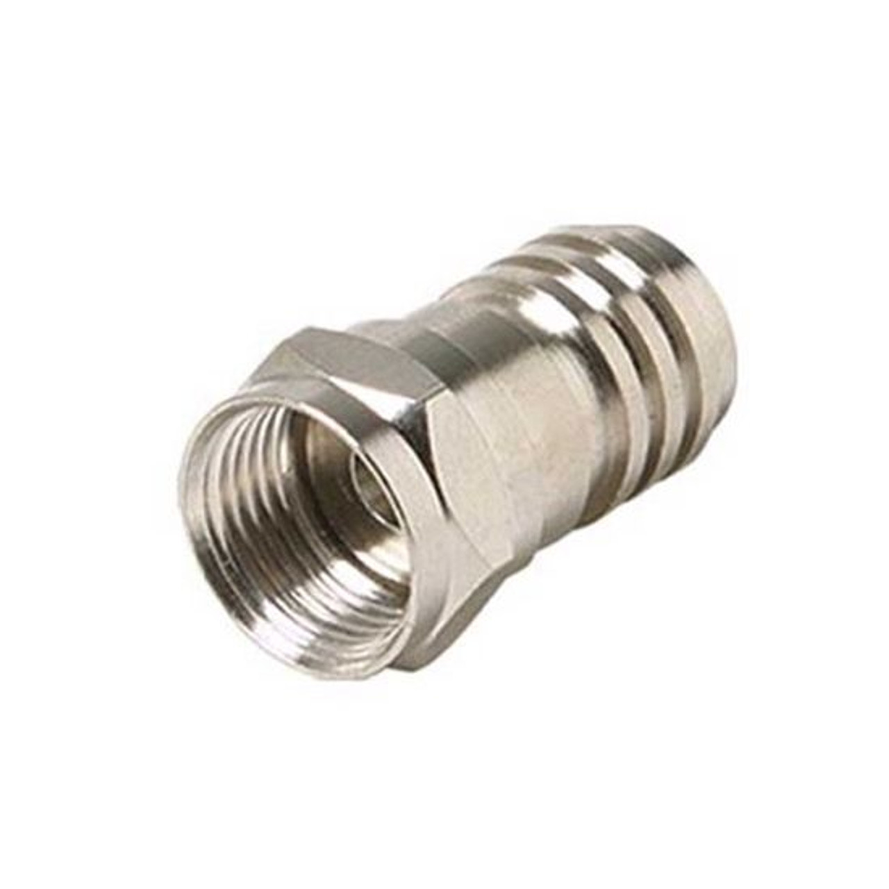 Eagle Quad RG6 Coaxial Connector F Universal Tri Shield Hex Nickel Plated Brass RG-6 Crimp