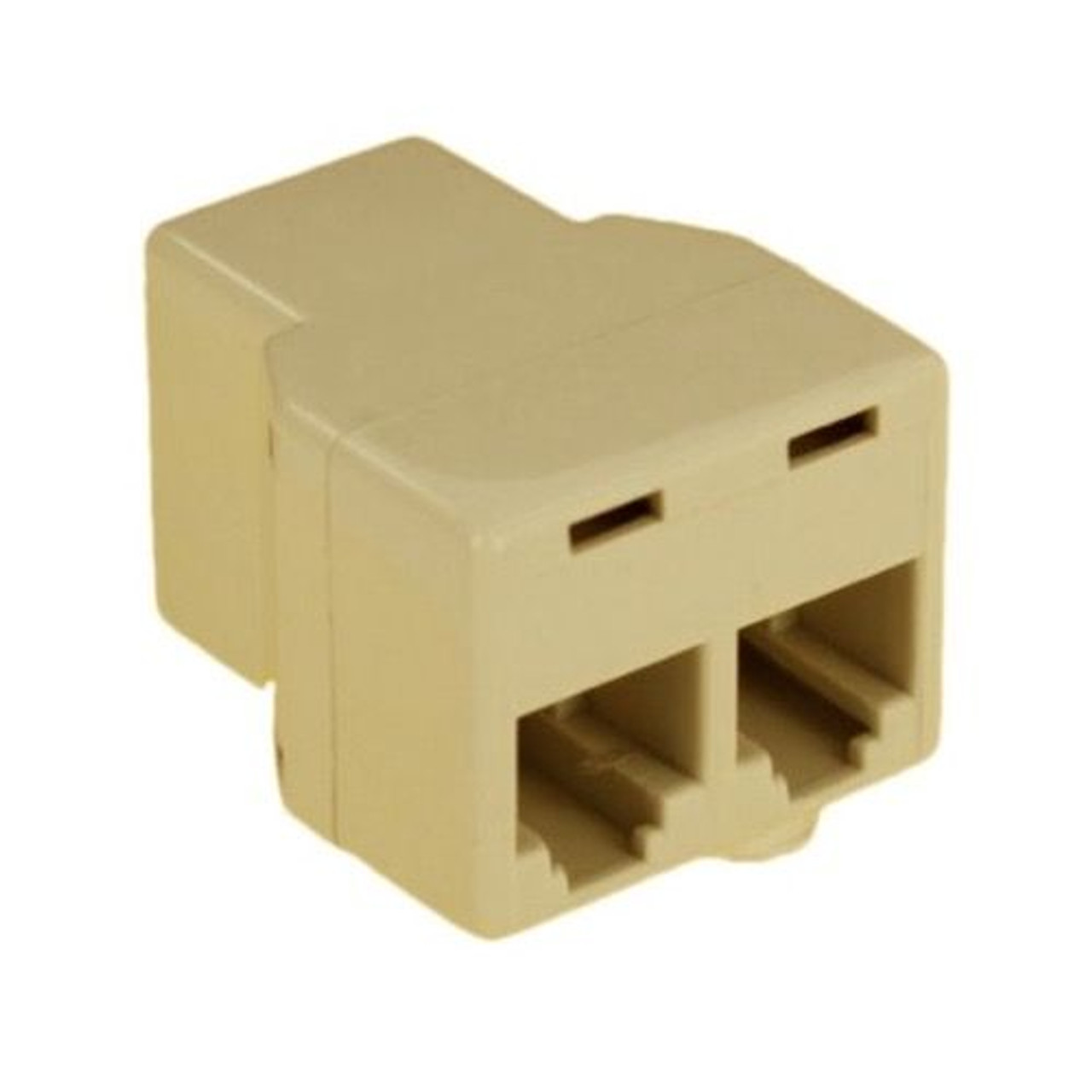 Leviton C0280-I Telephone Modular 2-Way Coupler Tee Adapter Ivory Splitter Dual Cord Telephone Line Data Base Plug Extension Divider Connection Jack Adapter, Part # C0280I