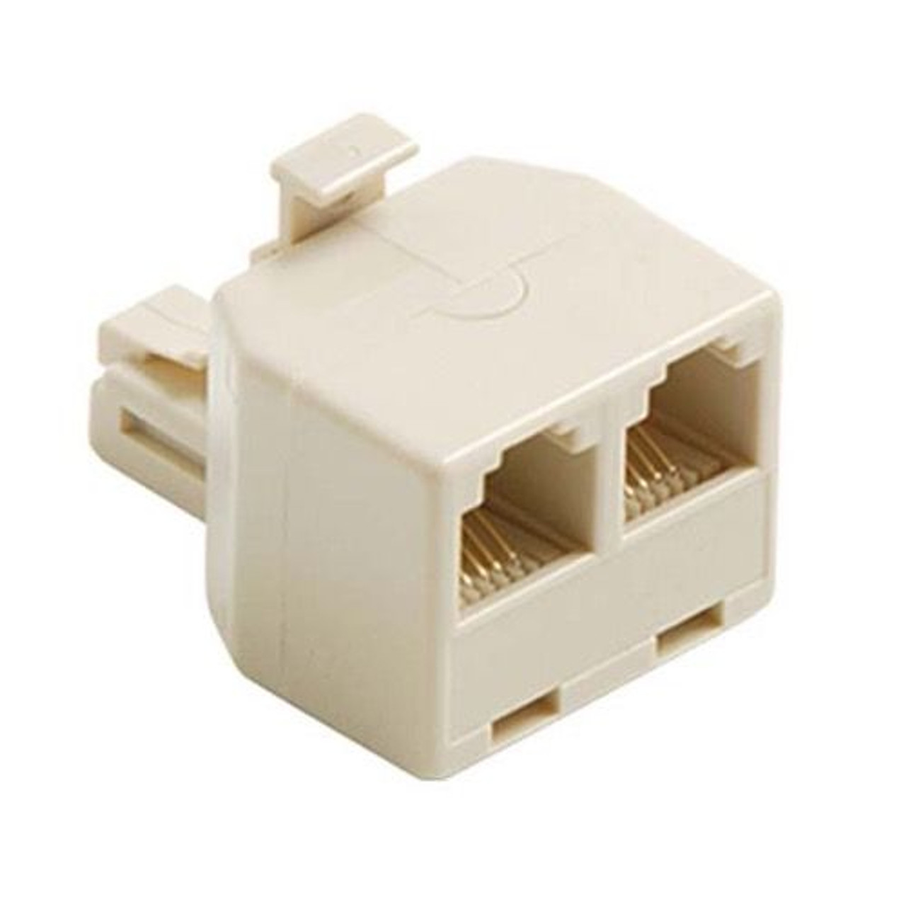 Eagle 2 Way Wall Modular 6 Wire Phone Conductor Adapter RJ12 Ivory Dual T Splitter Line RJ-12 2 Outlet Telephone Plug Jack Duplex 6P6C, Part # C0267W
