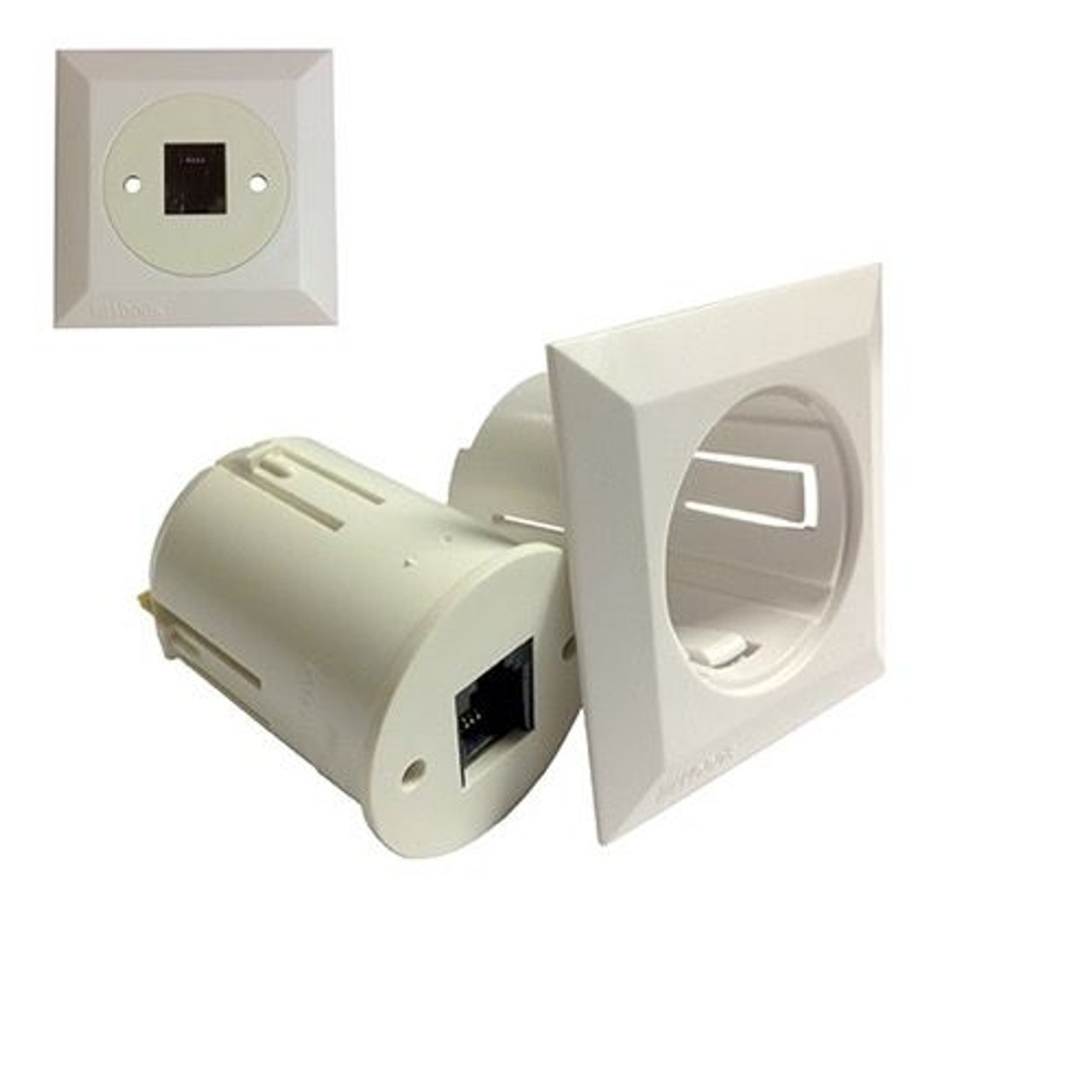 Woods 2963 Phone Wall Plate White Ivory RJ11 Jack 4 Conductor 4C4P Mounts Direct To Drywall