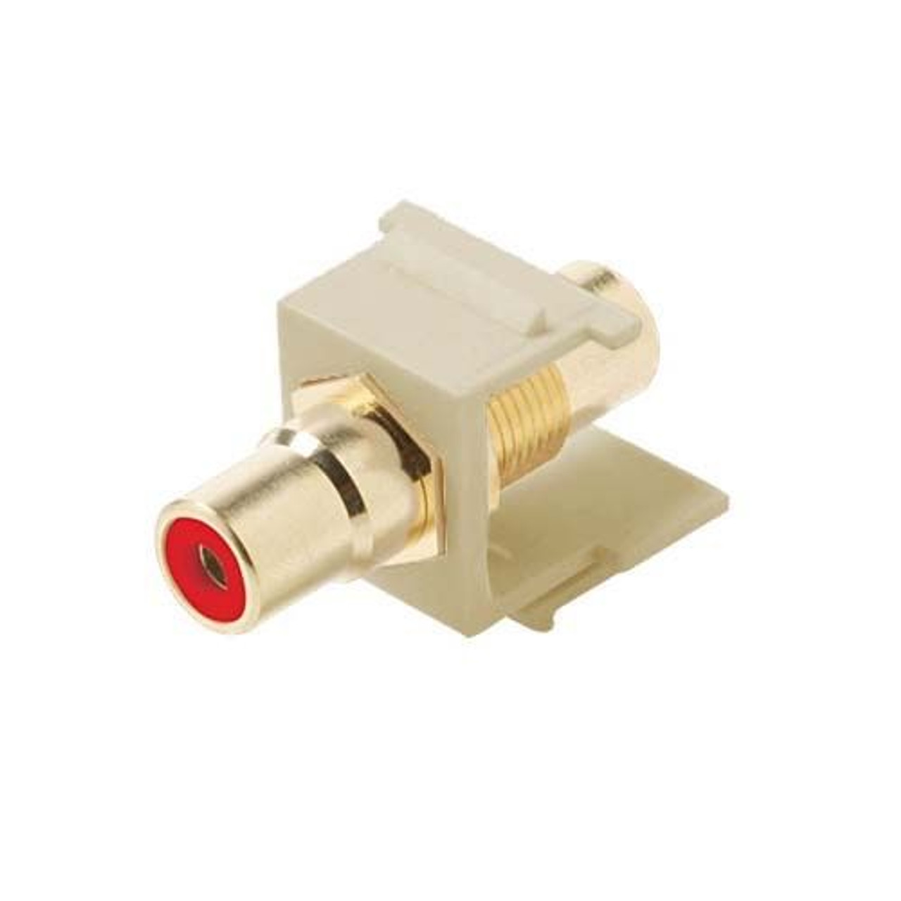 Steren 310-461IV-10 RCA Keystone Insert Connector Jack 10 Pack RED Band Ivory QuickPort Audio Video Snap-In, Wall Plate Snap-In Data Junction Component Connection, Part # 310461IV-10