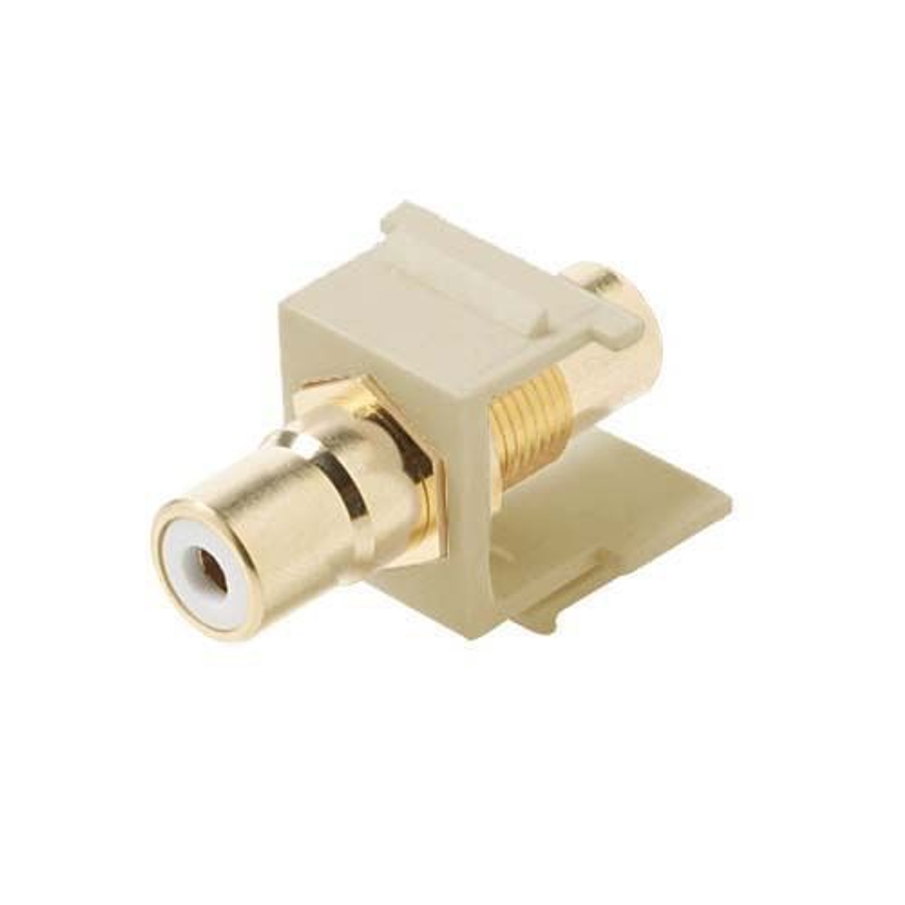 Steren 310-463IV-10 RCA Jack to Jack Ivory Keystone 10 Pack White Band Connector Jack Insert QuickPort Audio Video Snap-In, Wall Plate Snap-In Data Junction Component Connection, Part # 310463IV-10