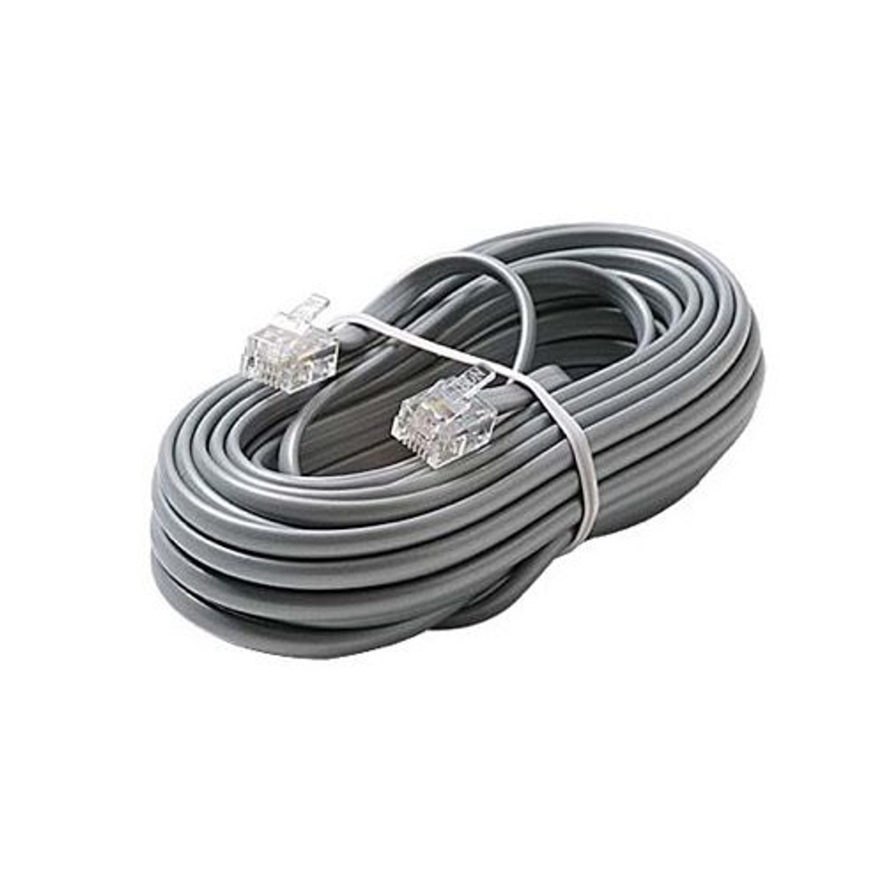 Steren 304-025SL 25' FT Telephone Cord Line Cable Silver Satin 4 Conductor RJ11 Plug Male Flat Telephone Cord Cable 6P4C Cord Cross-Wired for VoIP Cable Line