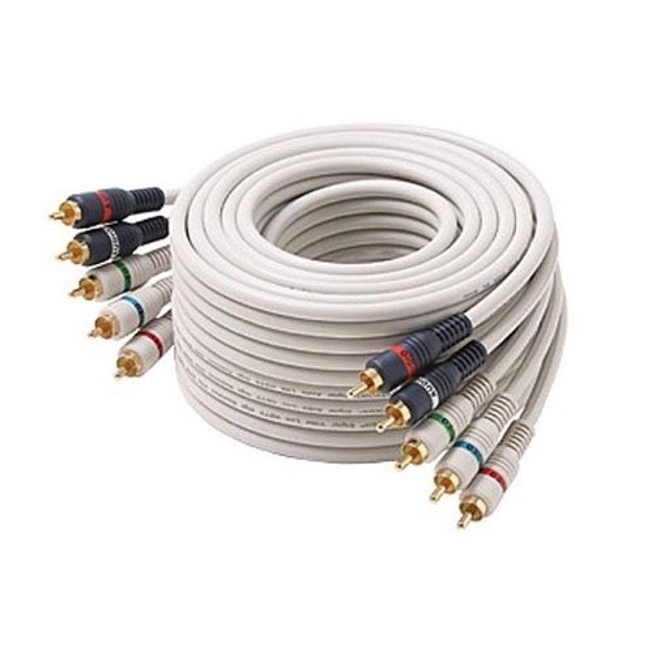 Eagle 6' FT 5-RCA Component AV Cable Python HDTV Ivory Stereo Audio Video Male Each End 24 K Gold Plate Color Coded Python Double Shielded 5- RCA Audio Video Cable Digital Signal Hook-Up Jumper