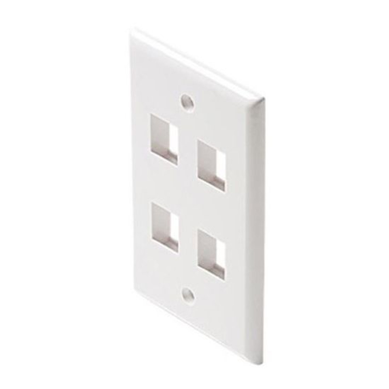 Eagle Wall Plate Keystone 4 Port Cavity Hole White Wall Plate QuickPort Flush Mount, Easy Audio Video Data Junction Component Snap-In Insert Connection