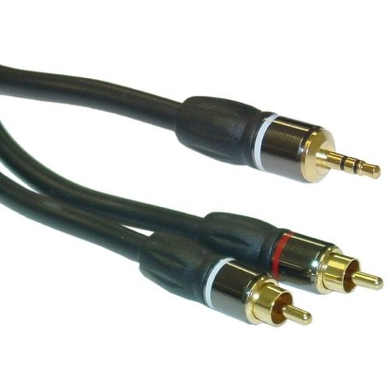 Steren 254-045 6' FT Python 3.5mm Stereo Male to 2-RCA Male Y Cable Splitter Home Theater Gold Series Y-Cable Splitter Adapter Pure Oxygen Free Copper Fully Molded Heavy Duty Ultra Flex PVC Jacket Interconnect Cable, Part # 254045