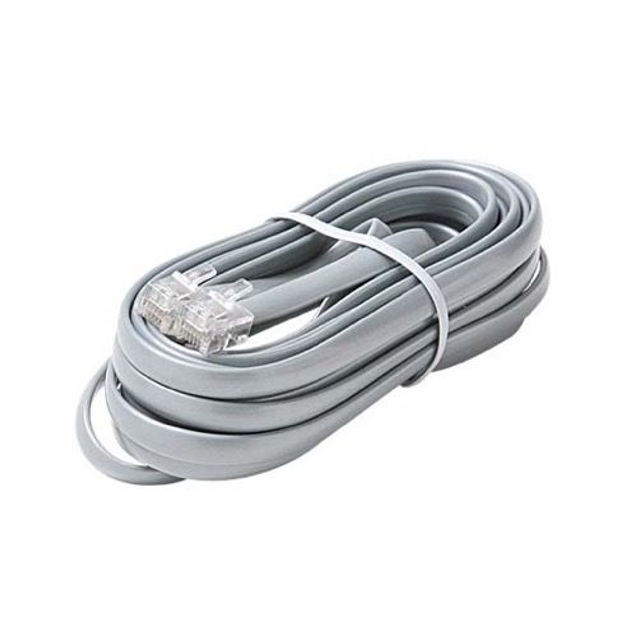 Steren 308-707SL 7' FT Cable Data Modular 8 Conductor Silver Cord Satin Gray Flat RJ45 Telephone Line Flat Cord Voice Data with Plug RJ-45 Connector Both End 8P8C Phone Cross-Wired for VoIP, Part # 308707-SL