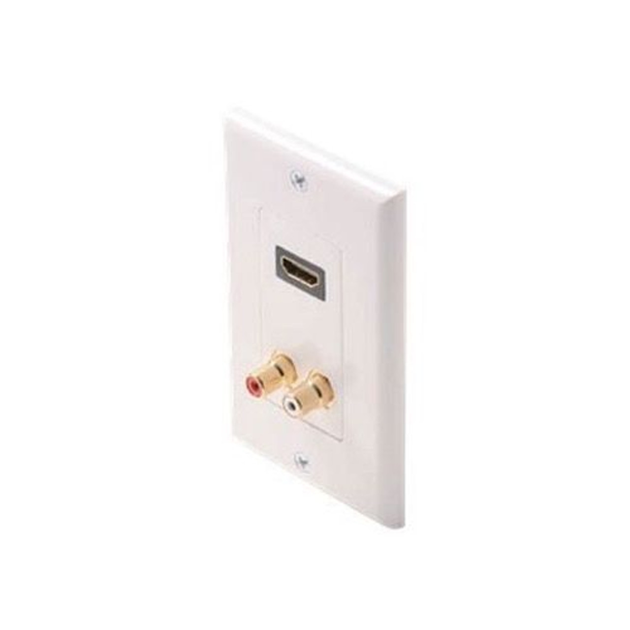 Steren 516-113WH HDMI Wall Plate White 2-RCA Jacks Red/White RCA Mono Audio F Gold Connector White Plate HDMI Female to HDMI Female, High Definition Multi-Media Interface HDTV Applications, Part # 516113-WH