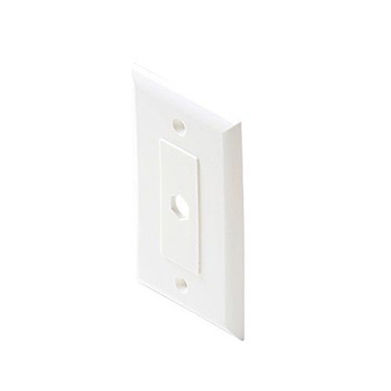Steren 200-261WH Decorator Wall Plate White 1 Hole Single Piece Hex Insert Single Gang Coaxial Pass Through Connector Device Cable Hole 75 Ohm Plug Connector Nylon Flush Mount Cover