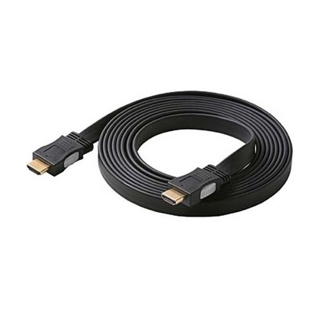 Steren 516-510BK HDMI Flat Cable 10' FT Black 1080p 1.3 Approved 1080p Video Resolution Male to Male 28 AWG High Definition Multi-Media Interface HDMI Flat Interconnect Cable with Gold Connectors, Part # 516510-BK