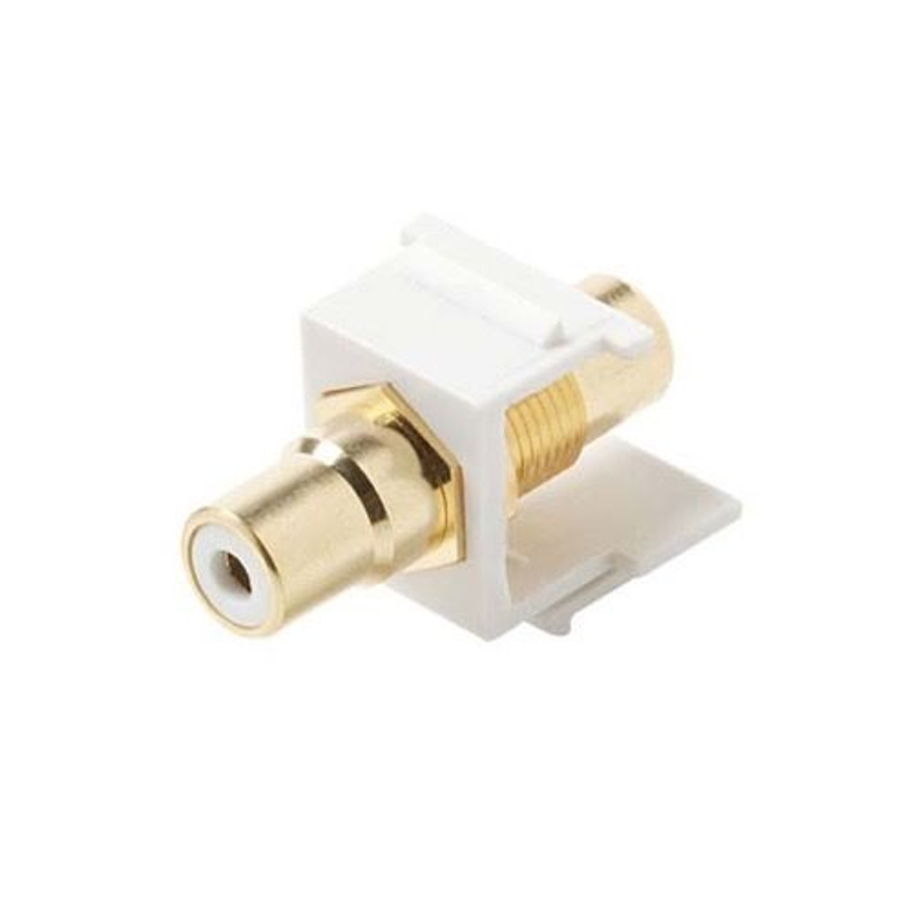 Steren 310-463WH RCA Jack to Jack White Keystone with White Band Connector Jack Insert QuickPort Audio Video Snap-In, Wall Plate Snap-In Data Junction Component Connection, Part # 310463-WH