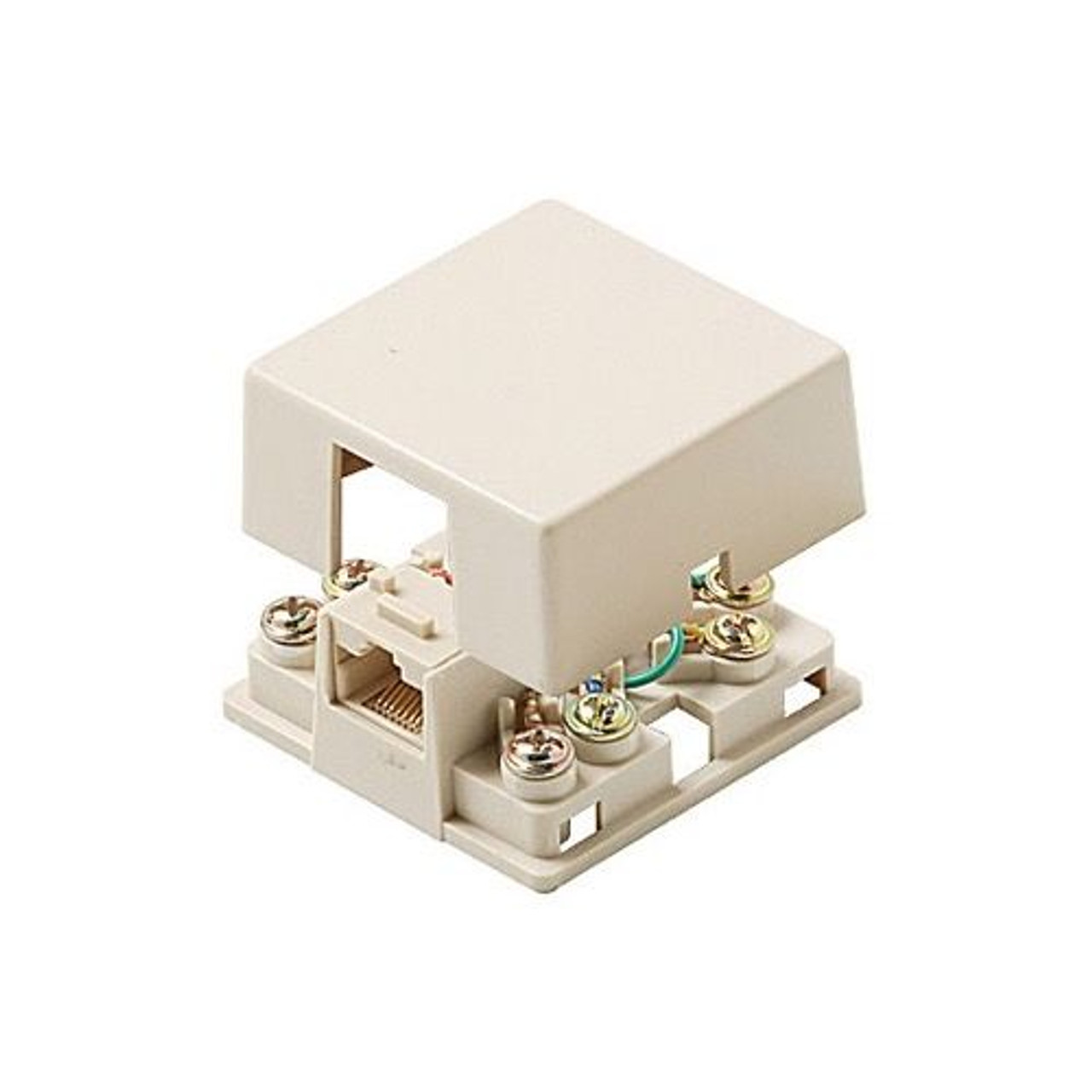 Steren 301-153IV RJ45 Data Surface Mount jack Ivory 8 Conductor 8P8C With Shorting Bar to Header Data RJ31X 1-Port Surface Jack RJ-45 Mount Biscuit Block Telephone Data Line Plug Jack