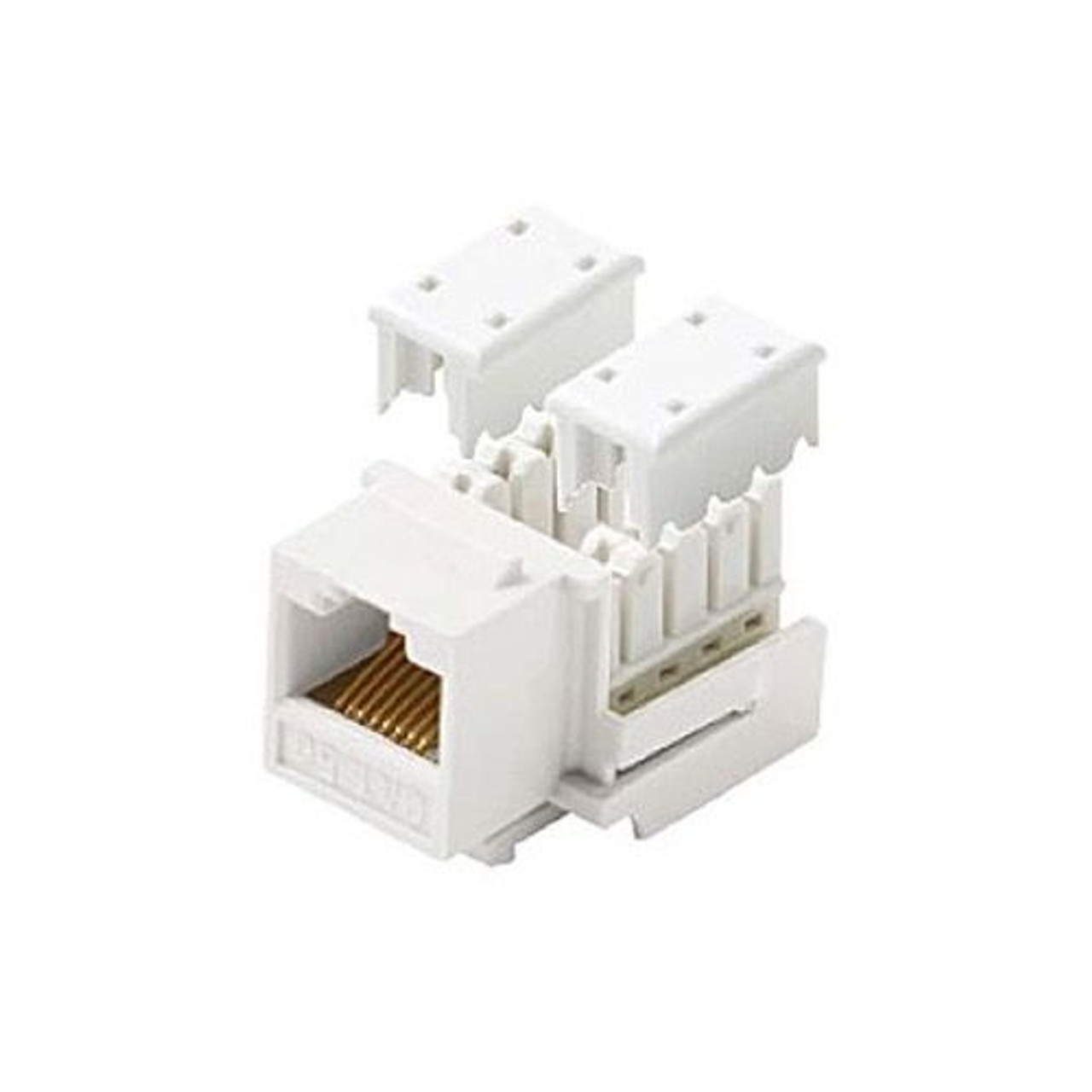 Steren 310-120WH CAT5e RJ45 Keystone Insert Jack 90 Degree White Modular Ethernet RJ-45 Connector Network 8P8C 8 Wire Twisted Pair QuickPort Telephone Wall Plate Snap-In Insert Data Telecom
