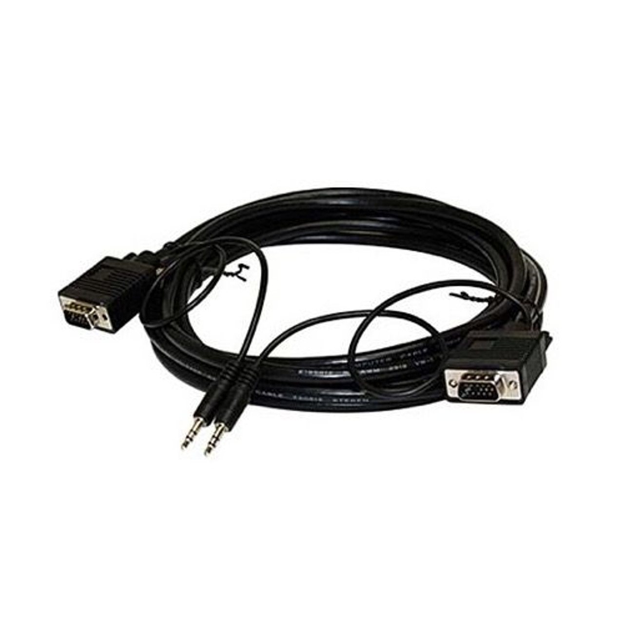 Steren 253-212BK 12' FT SVGA HD 15 3.5mm Stereo Monitor Cable Audio PC Laptop Shielded Video Monitor Cable Male Mini Phone Data Transfer Interconnect Computer Cable, Part # 253212-BK