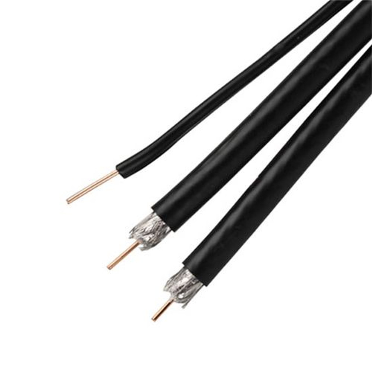 DIRECTV 100 FT Dual RG6 Coaxial Cable with Ground Messenger 3 GHz Satellite 100' FT UL Black Digital HDTV CATV Satellite 18 AWG CCS Center 60% Braid Dual Copper Clad with Ground, Bulk Cable Roll