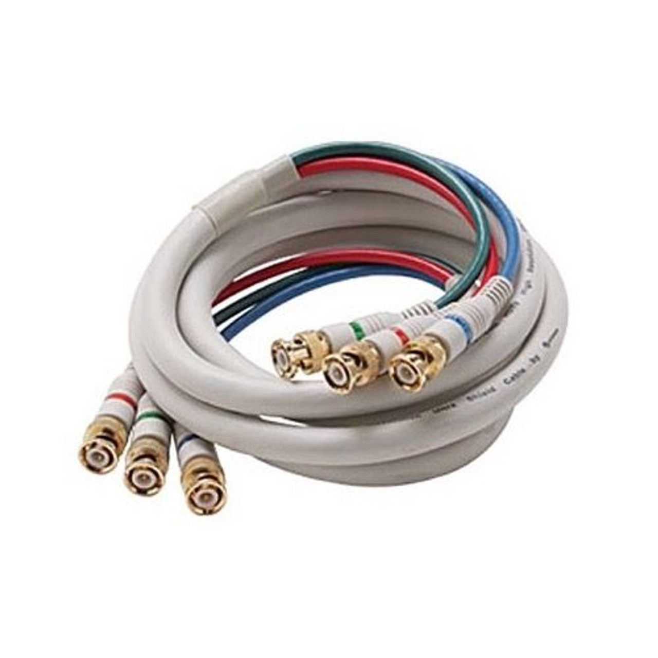 Steren 254-406IV 6' FT BNC Cable 3 Male Ends Each End Double Shielded R/G/B Component HDTV Python Video Cable Ivory RGB 75 Ohm Audio Video Gold Y/Pr/Pb Pro Grade Color Coded Double High Density Signal Jumper, Part # 254406-IV