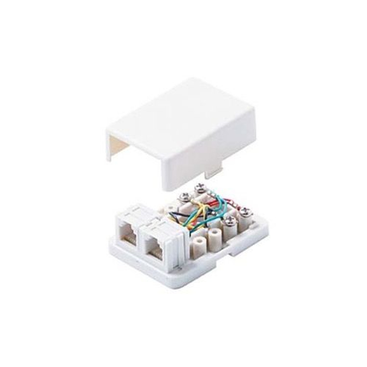 Steren 300-146WH Telephone 2 Port RJ11 6P4C Modular Surface Mount Jack White 4 Conductor Gold Plated Modular Dual RJ11 Telephone Line Block Jack Phone Data Signal Telephone Plug Box, Part # 300146-WH