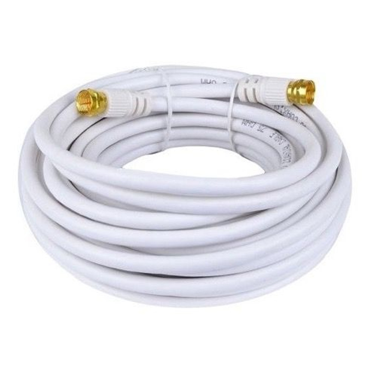 Eagle 25' FT RG59 Coaxial Cable White with F-Connector Each End 75 Ohm Factory Installed Gold RG-59 Coax Audio Video Signal Component Shielded TV Jumper