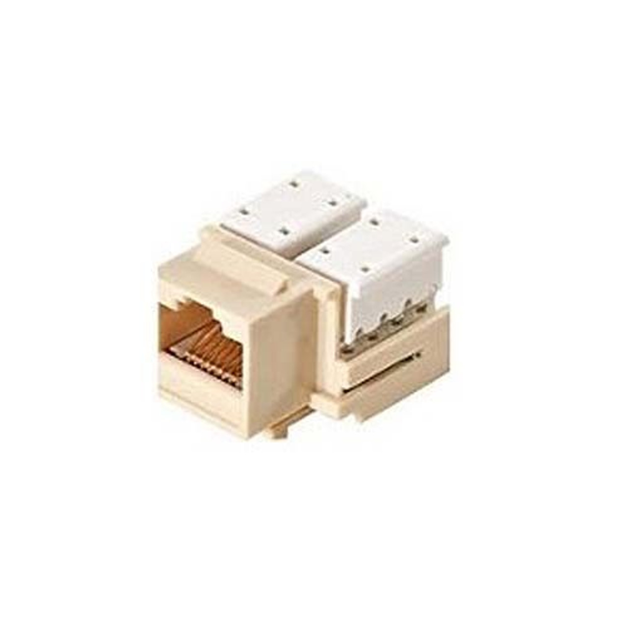 Steren 310-120LA CAT5e 90 Degree Keystone Jack Insert Light Almond Ethernet RJ45 Connector 110-IDC Insert Modular RJ-45 CAT 5e Network 8P8C 8 Wire Twisted Pair QuickPort Telephone Wall Plate Snap-In Insert Data Telecom, Part # 310120-LA