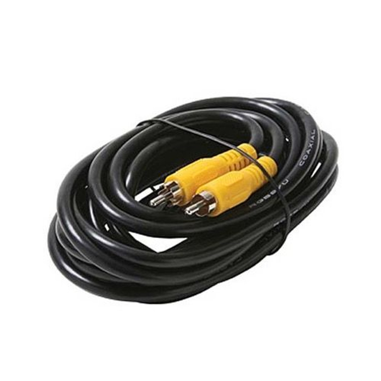 Steren 216-112BK 12' FT RCA Plug Male Connector Each End Composite Video Interconnect Cable RG59 Coaxial Cable Shielded RCA Male to RCA Male A/V Digital Signal Hook-Up Jumper with Yellow Plug Connectors
