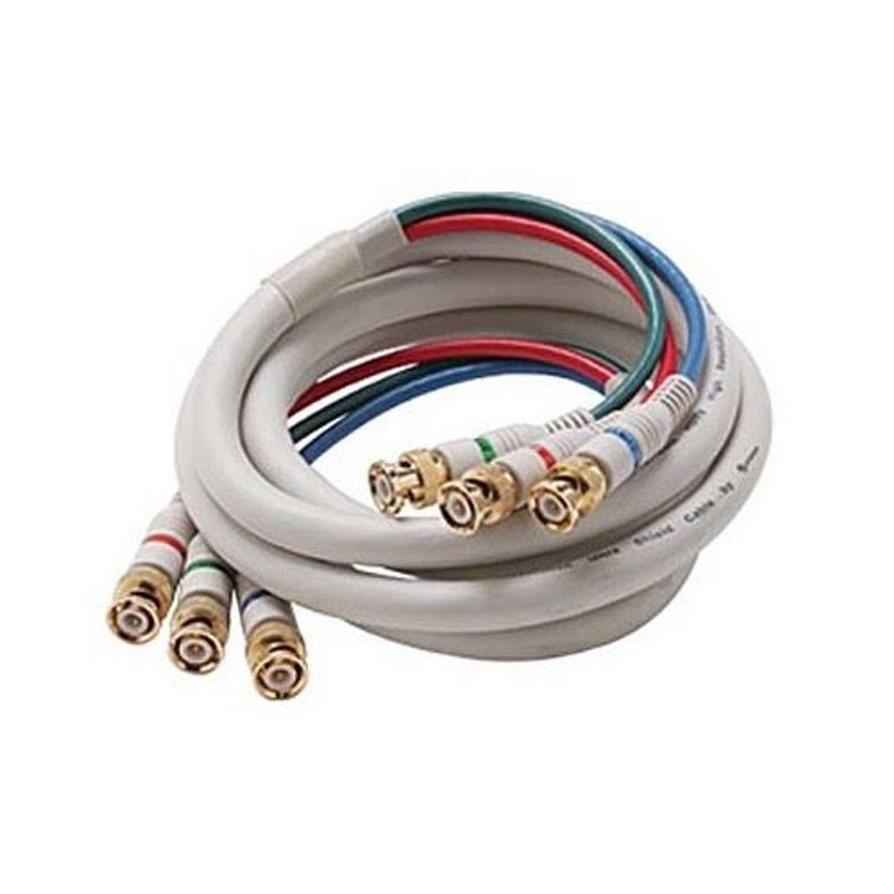 Eagle 6' FT BNC Cable 3 Male Ends Each End Double Shielded R/G/B Component HDTV Python Video Cable Ivory RGB 75 Ohm Audio Video Gold Y/Pr/Pb Pro Grade Color Coded Double High Density Signal Jumper