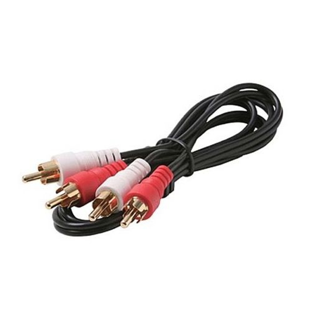 Eagle 12' FT Dual RCA Cable 2 RCA Male Each End Stereo Gold Shielded 24K Gold Plate Dual Cord Shielded 2-RCA Male to Male Plugs AV Component Signalwith Gold Push-On Plug Connectors