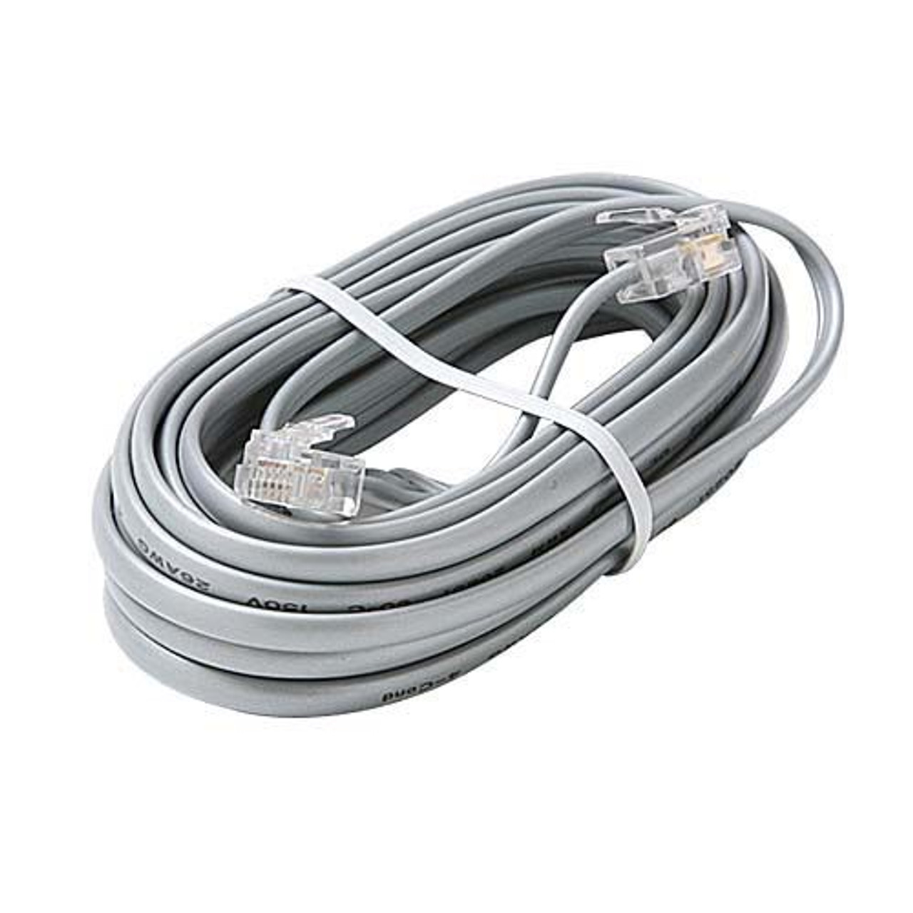 Steren 304-725SL 25' FT 4 Conductor Data Cable Silver Satin Flat Modular 28 AWG Transfer Wire RJ11 6P4C Plug Jack Connect Silver Satin Gray Data Communication Extension Cable, Part # 304725-SL