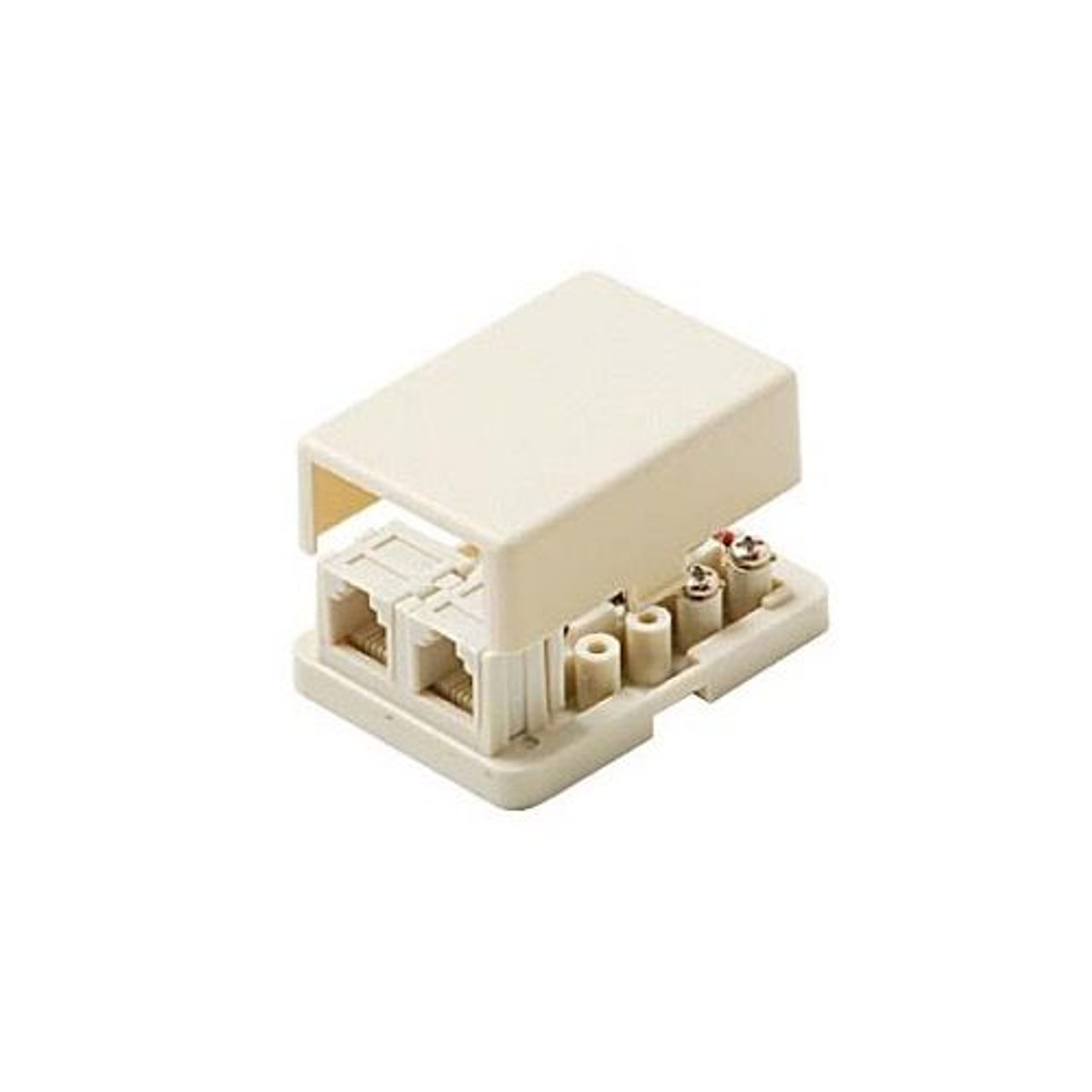 Eagle 2 Port Modular Telephone Surface Mount Jack Ivory 4 Conductor Gold Plated Modular Dual RJ11 6P4C Telephone Line Block Jack Phone Data Signal Telephone Plug Box