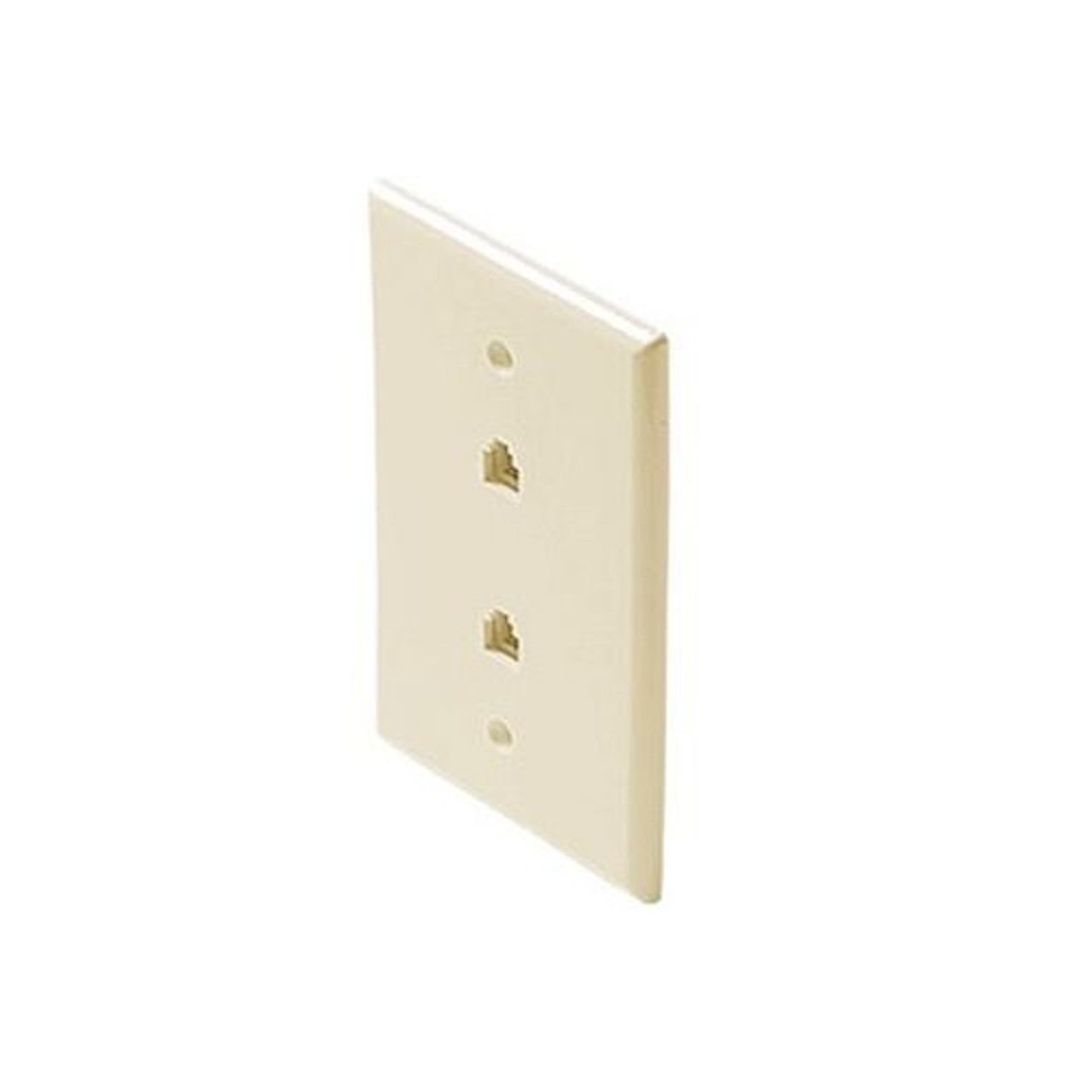 Eagle Dual RJ11 Telephone Wall Plate Almond 4-Conductor Modular Flush Face Jack 2 Socket 6P4C RJ-11 Face Plate Duplex Audio Signal Data Line Cord Plug, 2 Outlets