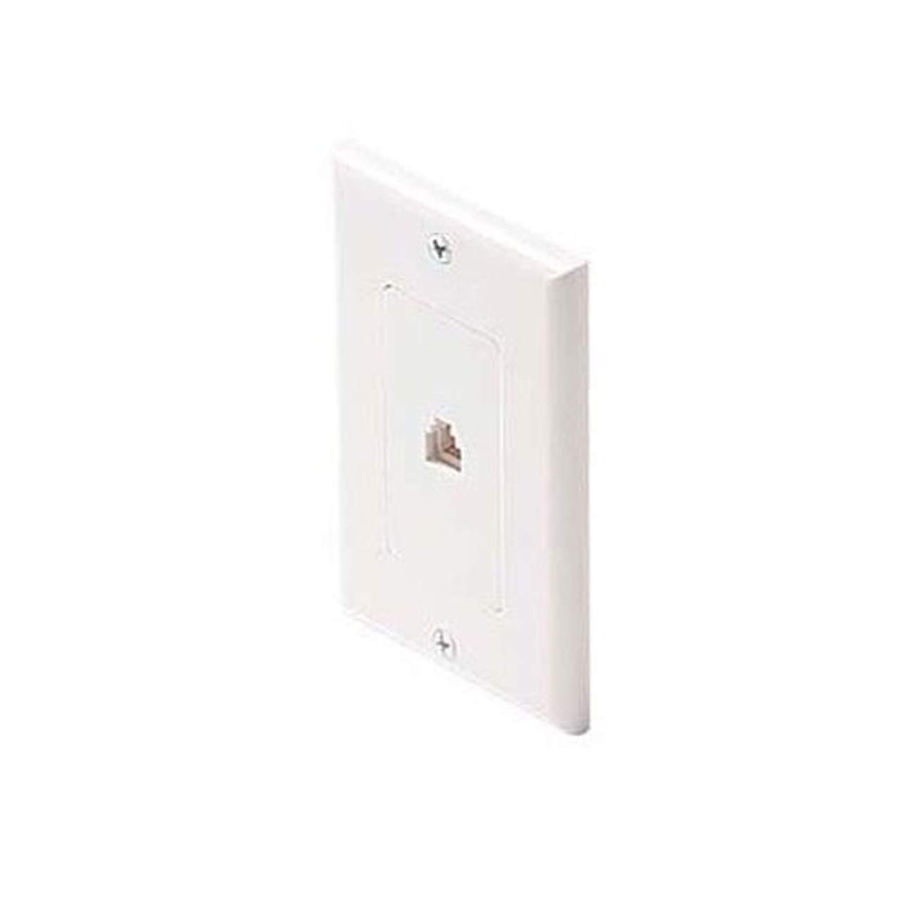 Steren 300-003WH Telephone Wall Plate White Decorator Style RJ11 4-Conductor Single Gang Flush Jack Single Phone Wall Plate 6P4C Jack Modular RJ11 Duplex Telephone Line Cord Audio Data Signal 1 Outlet, Part # 300003-WH