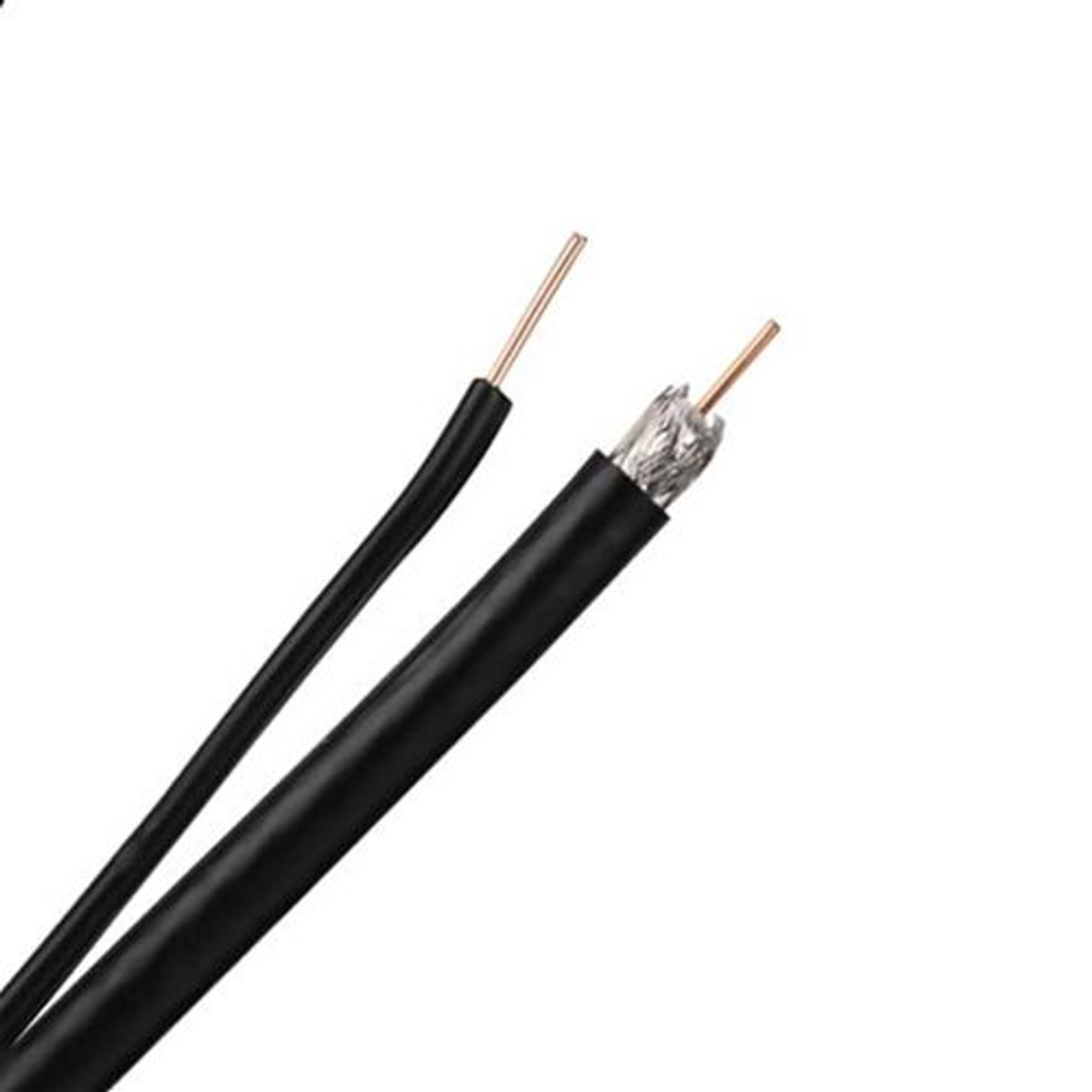 DirecTV RG6 Coaxial Cable 3GHz Solid Copper Black with Ground Wire 18 AWG UL Listed Satellite Digital HDTV CATV Bulk RG-6 Outdoor Suspension Drop Video Signal Cable