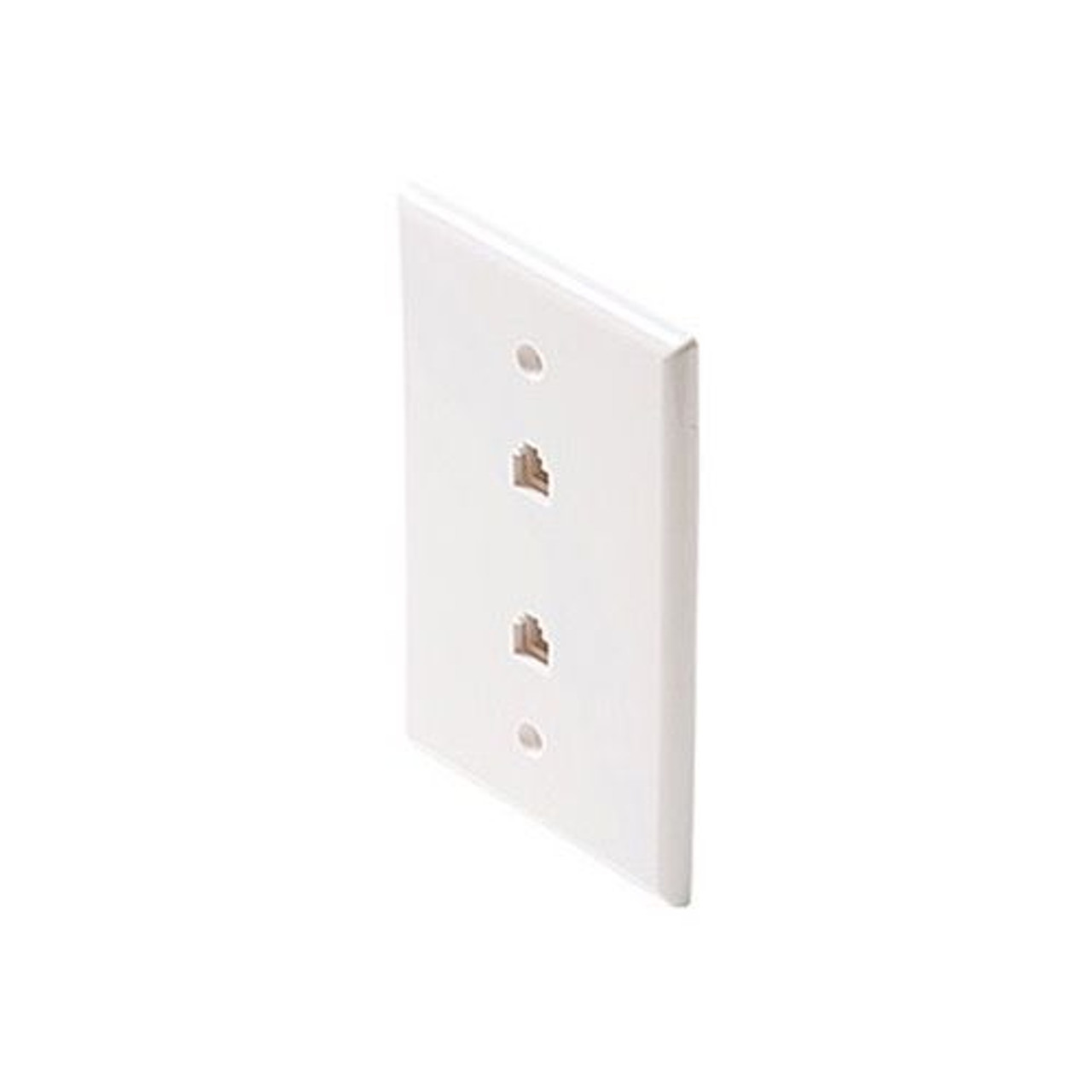 Eagle Midsize Wall Plate Dual Phone White RJ11 Jack Oversize 3 1/8" x 4 7/8" Face Plate 4-Conductor RJ-11 Modular Telephone Gold Contacts 6P4C Jack Face Plate Audio Signal Data Plug